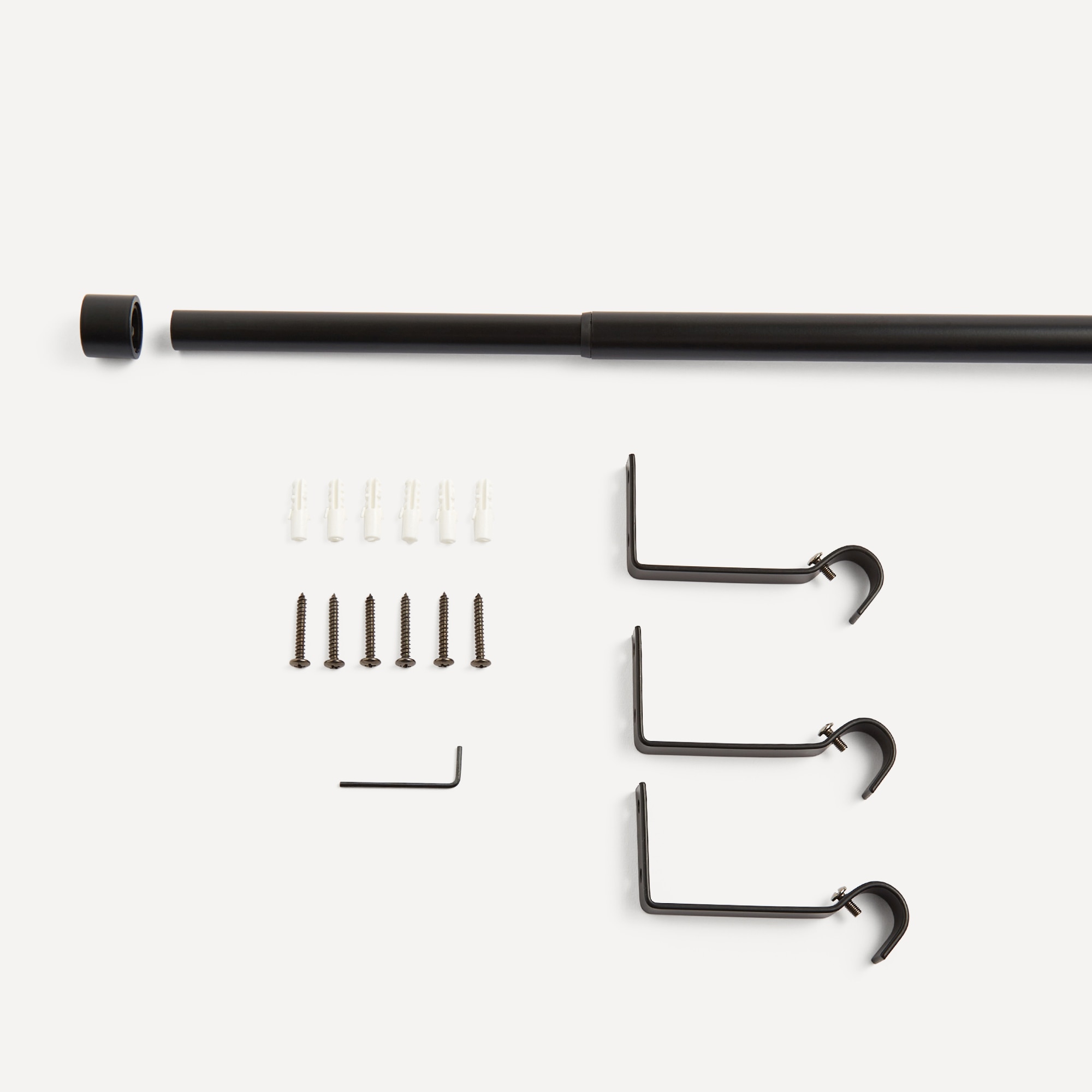 Conjunto de barra extensível até 210 cm Tampa Preto mate-3