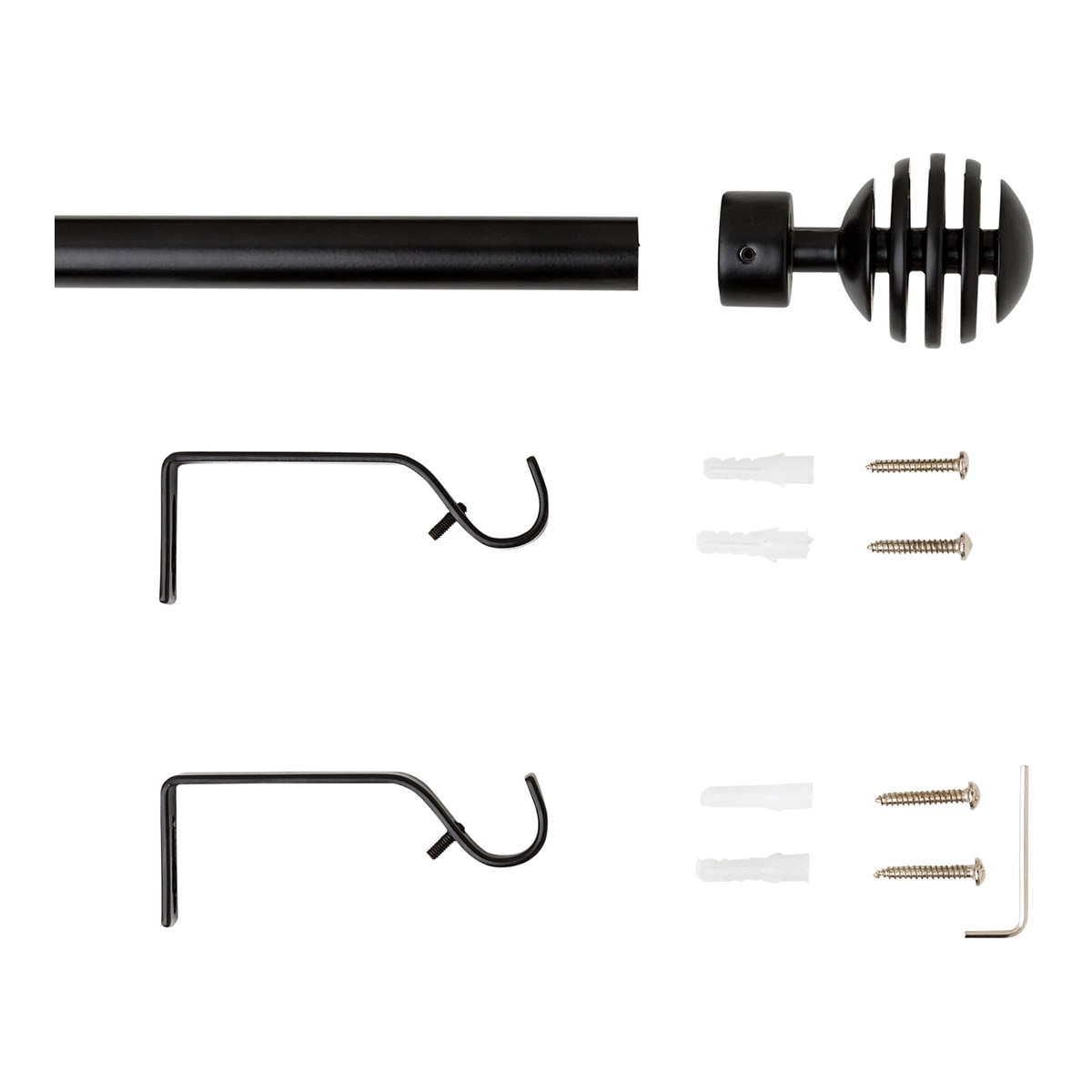 Conjunto de Barra Extensível - até 210 cm Bola Estriada Preto-3