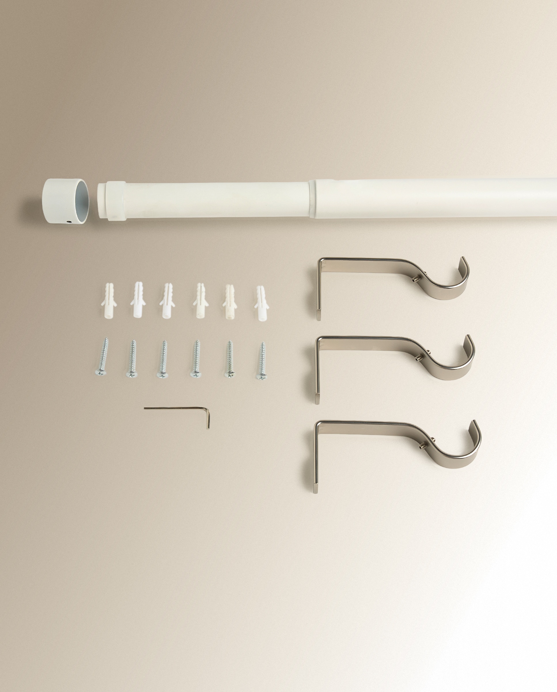 Imagen 2 de Juego de barra extensible hasta 310 cm. Tapón - Blanco mate Diámetro 2,8 cm Blanco mate