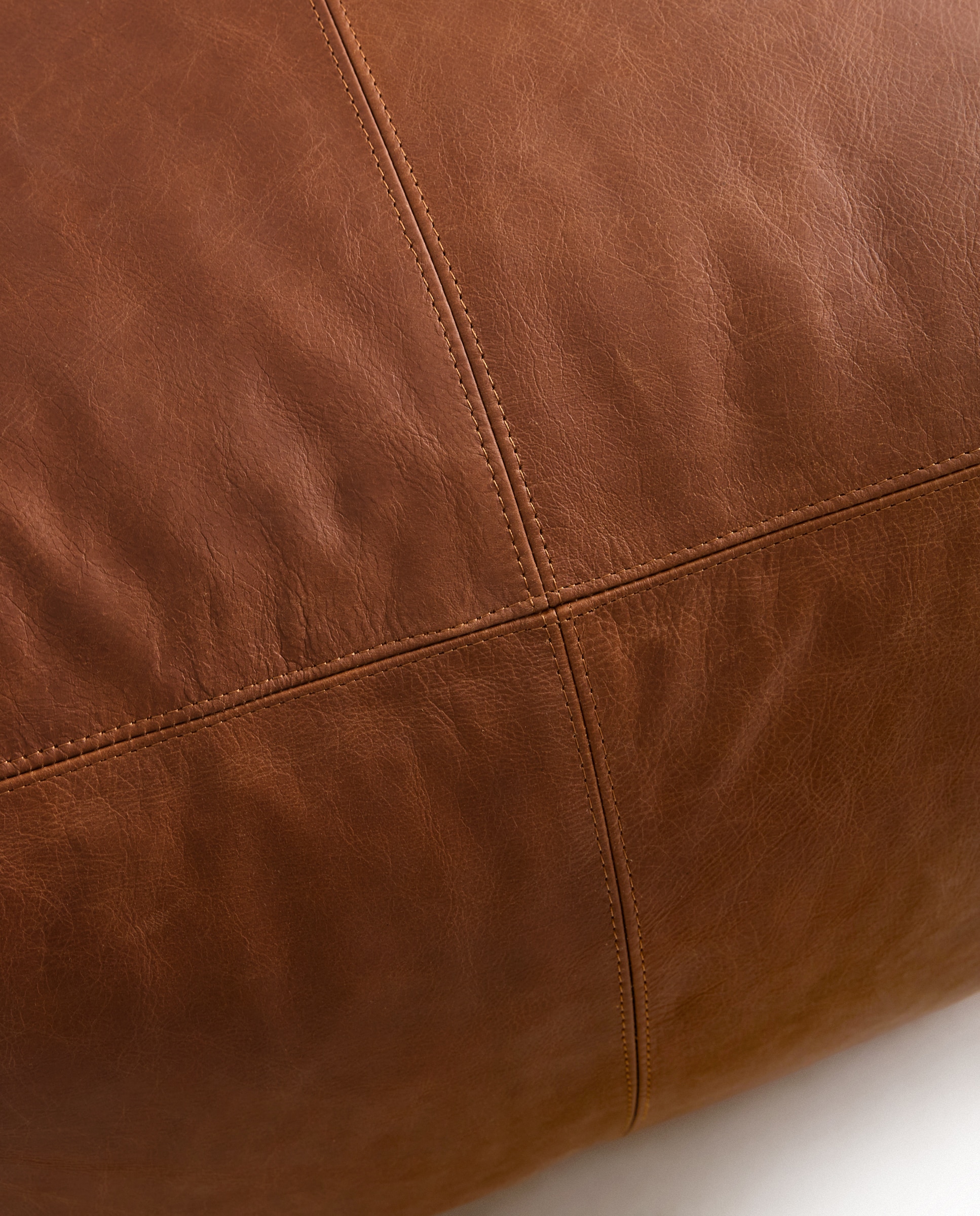 Puf rectangular de piel - Marrón oscuro 55 x 55 cm Marrón oscuro-4