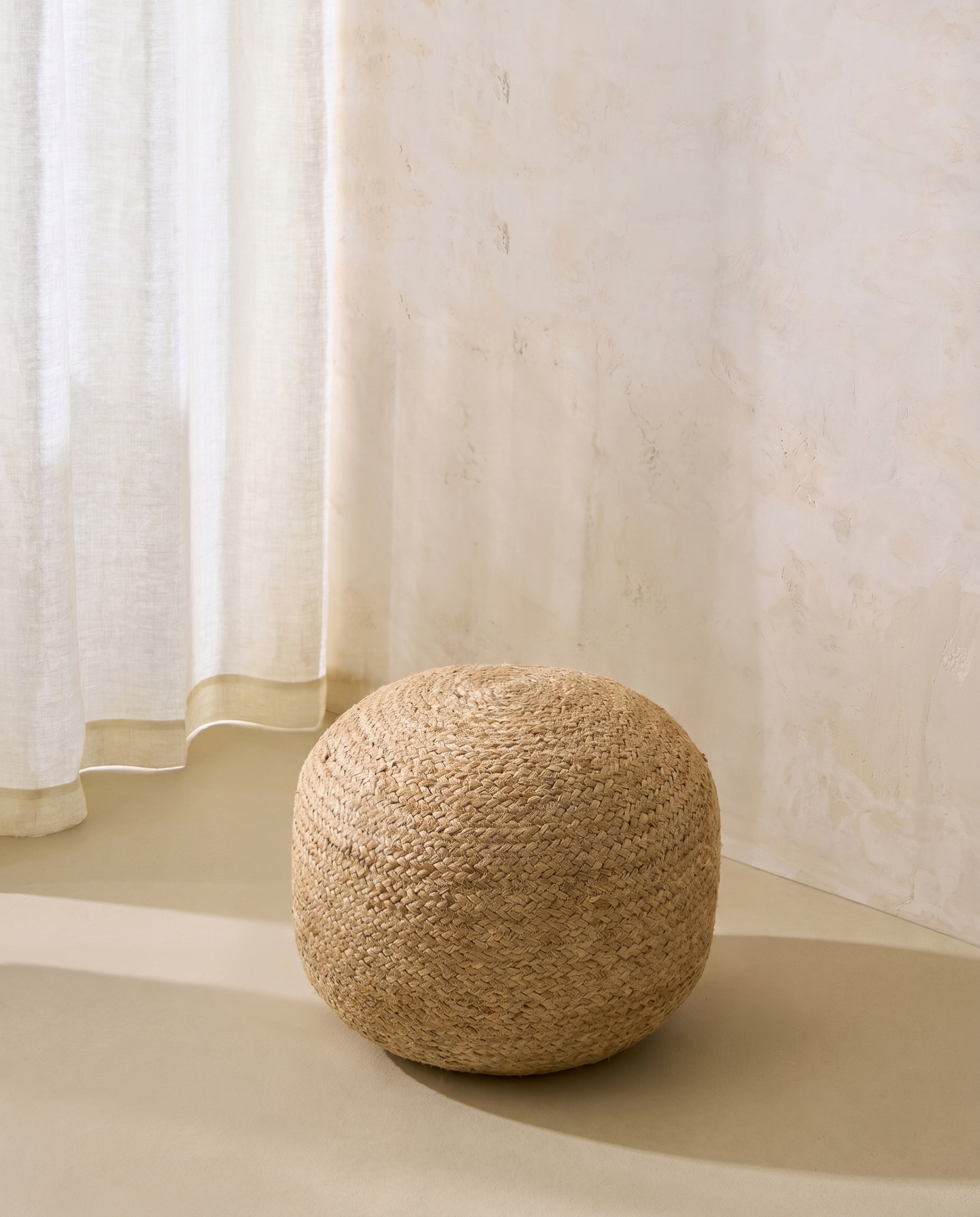 Imagen 0 de Puf redondo de exterior Trenza Yute Natural