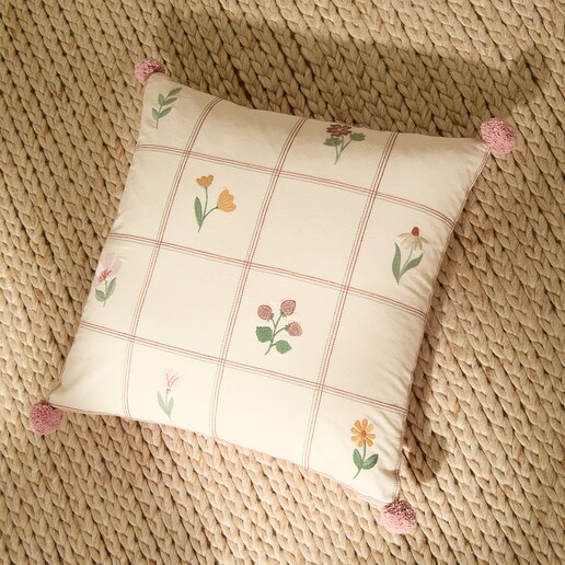 Cojín decorativo infantil bordado Flower Patch