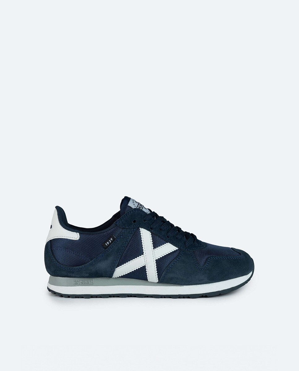 Zapatillas de hombre en azul marino bajas tipo running con logotipo lateral y detalles en contraste - Azul marino Azul marino-1