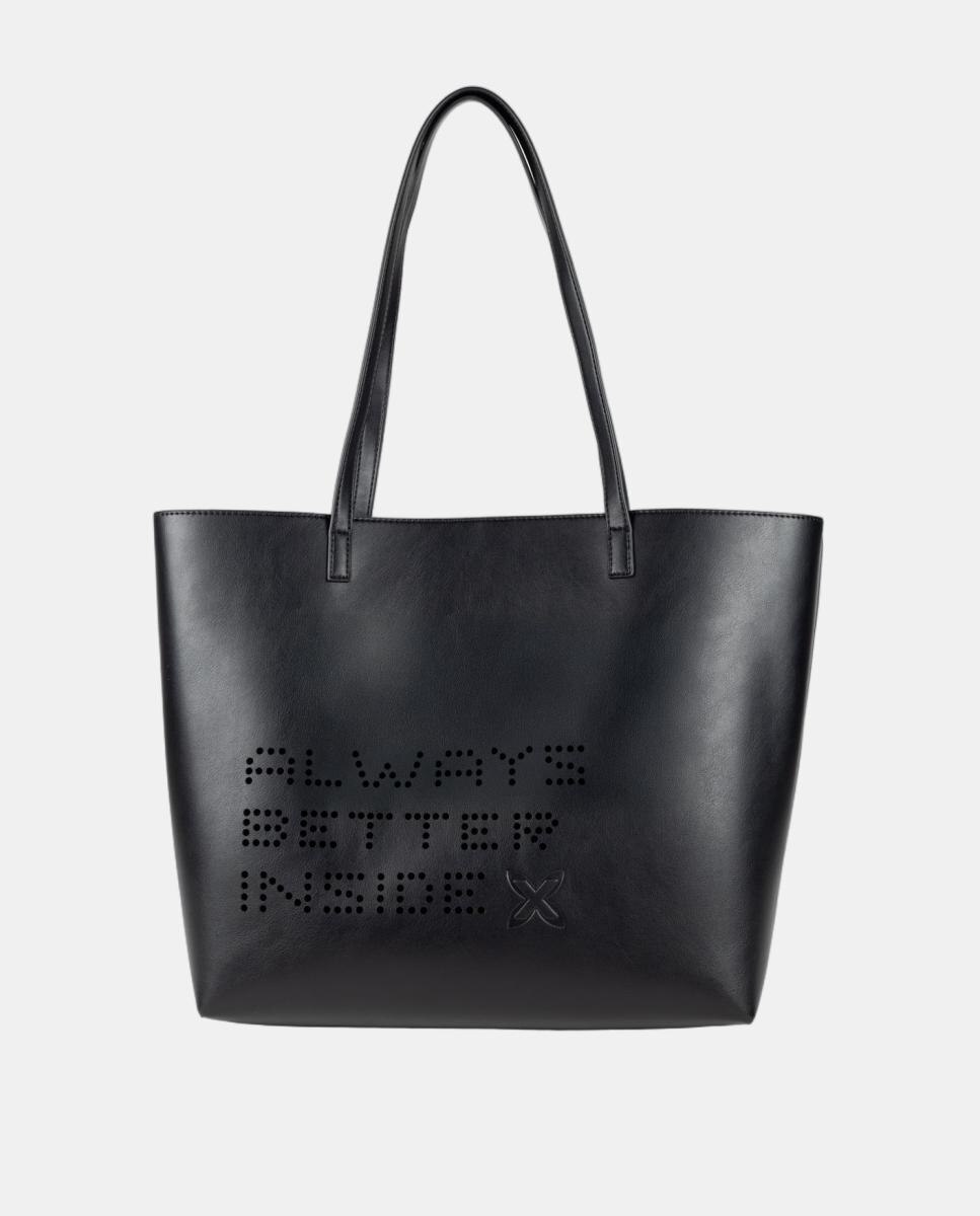 Bolso de casual de mujer HOLLOW SHOPPER BLACK/PINK MUNICH - Negro Negro-6