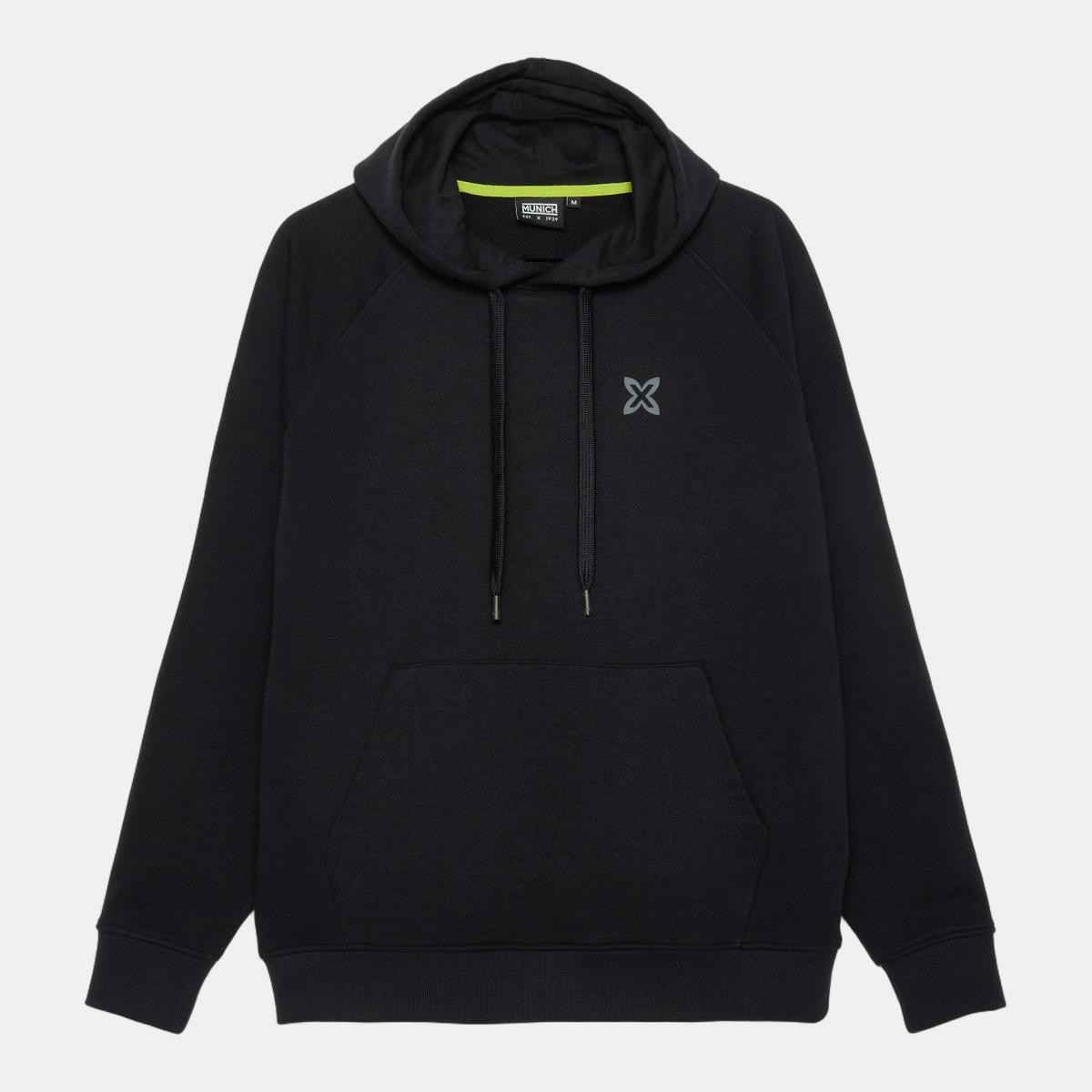 Sudadera de casual de hombre essentials hoodie black MUNICH - Negro Negro-1