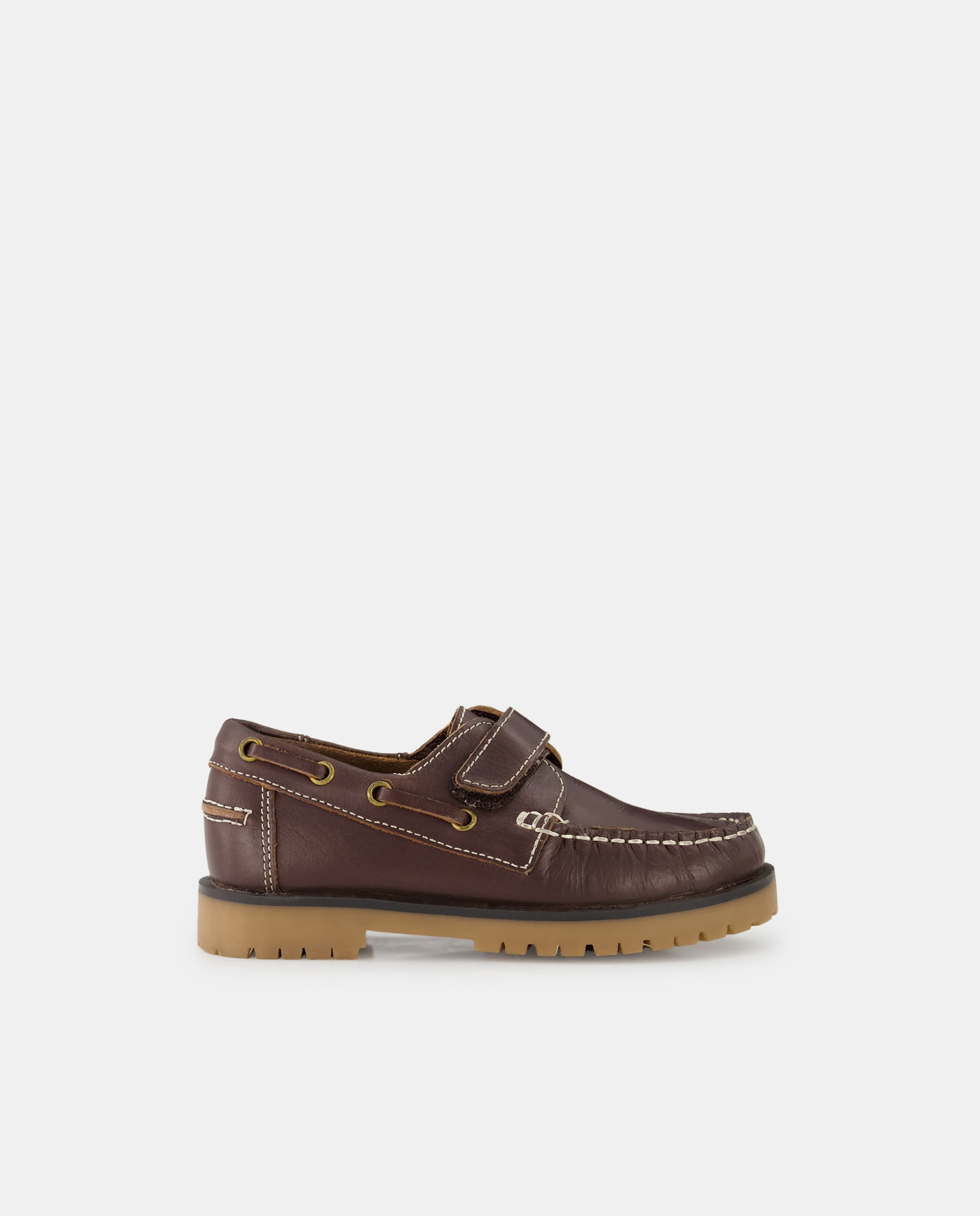 Náutico de piel con velcro 25-34 Marrón oscuro-1
