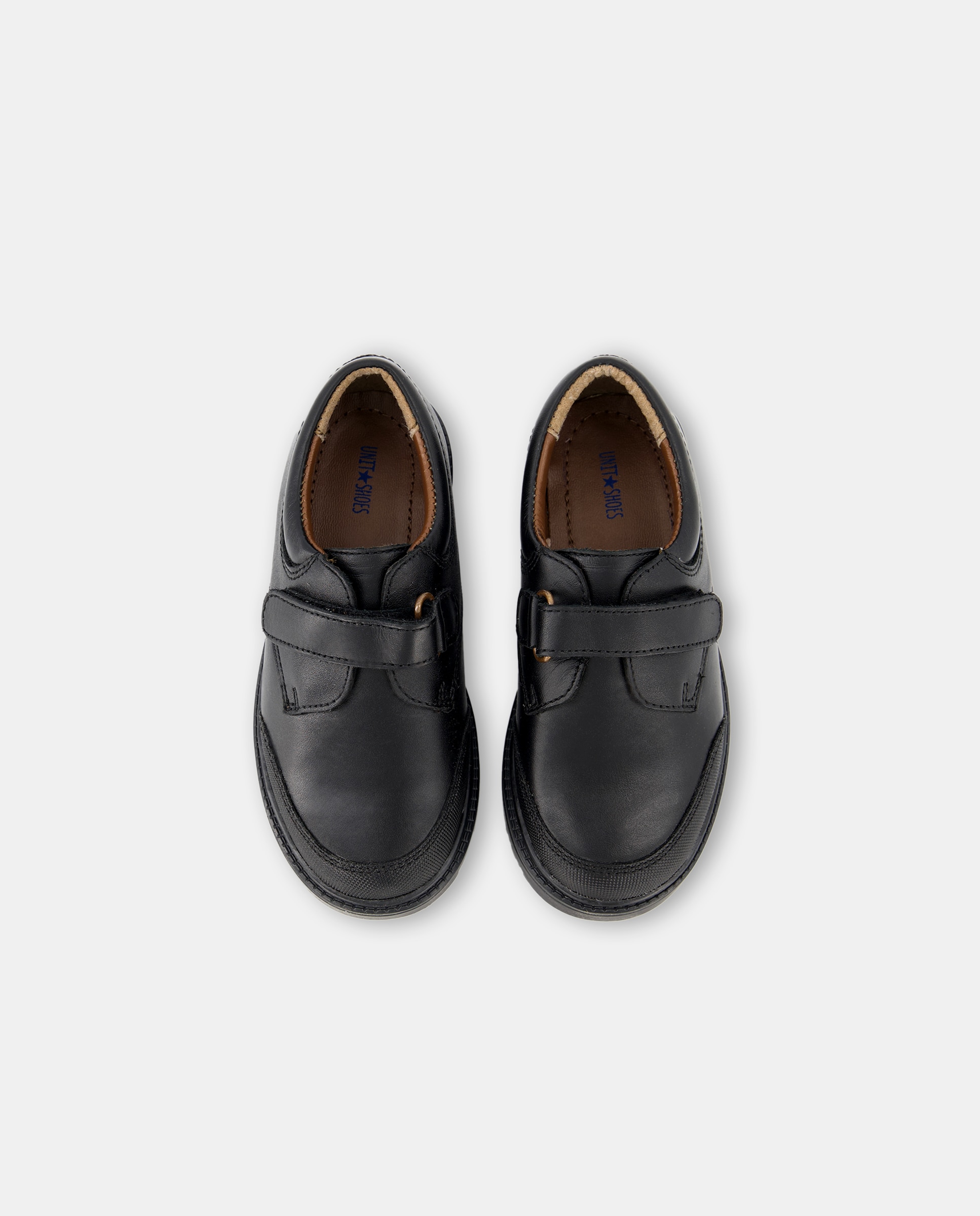 Zapato de piel con refuerzo y velcro Negro-4