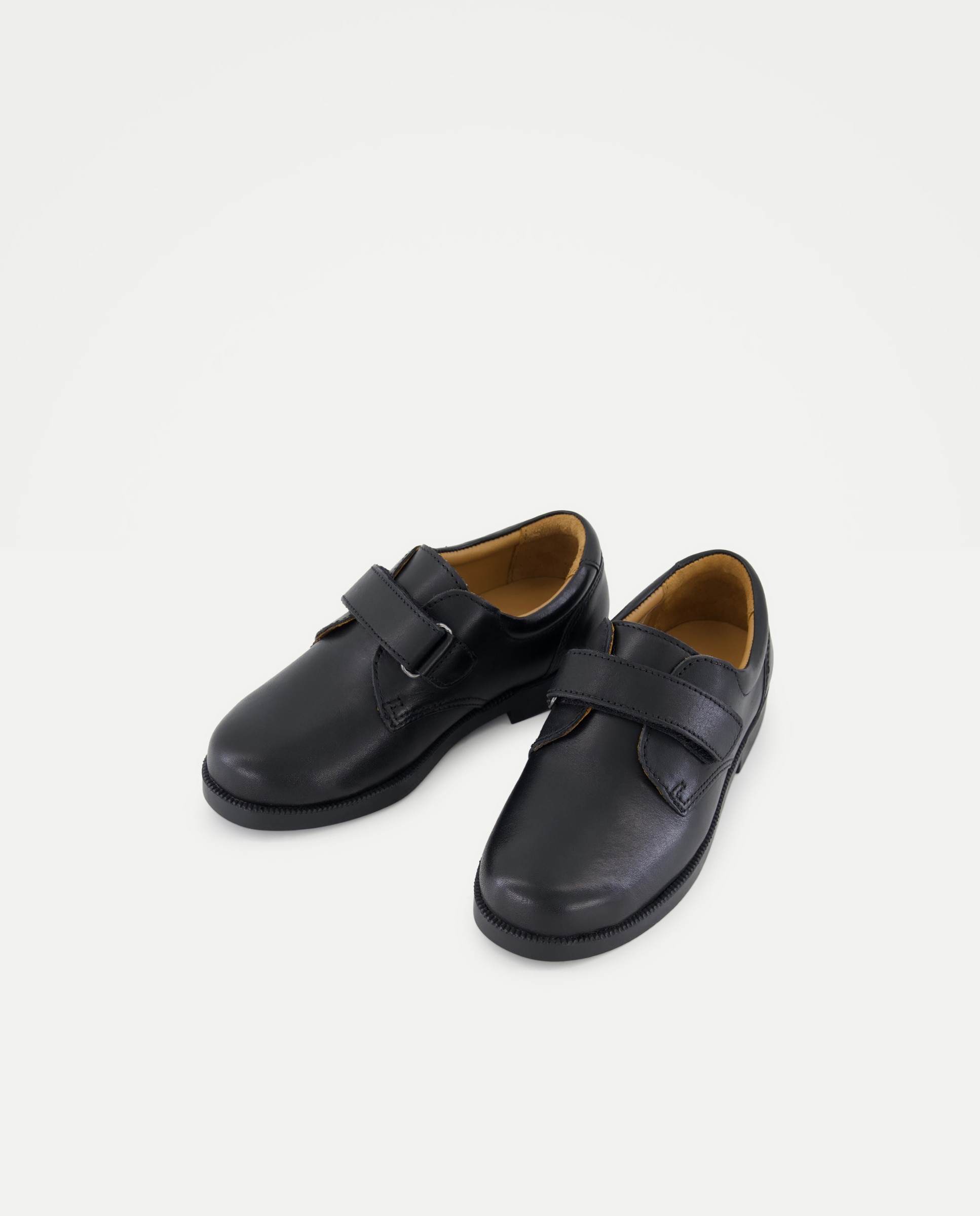 Zapato de colegio de piel con velcro Negro-2