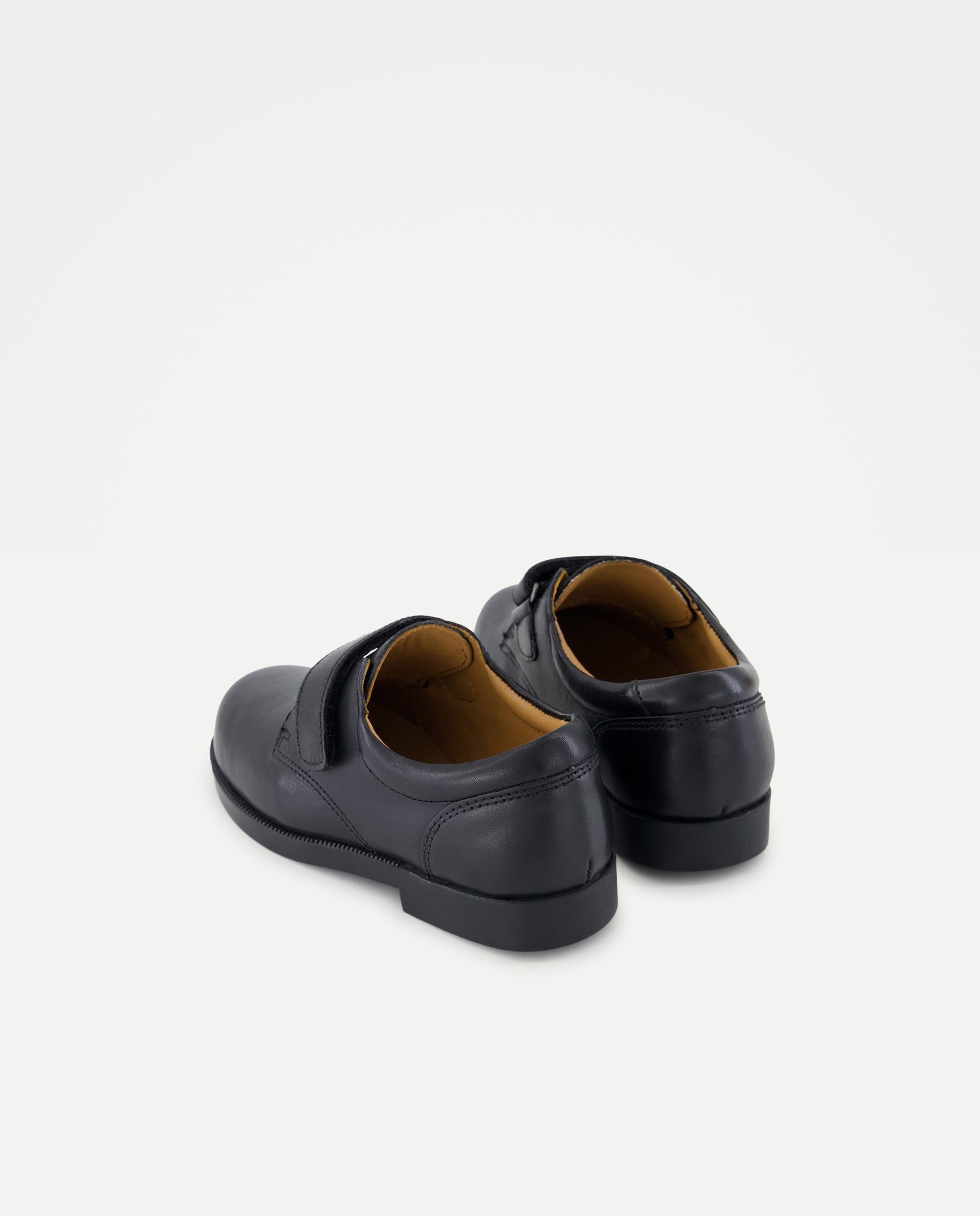 Zapato de colegio de piel con velcro Negro-3