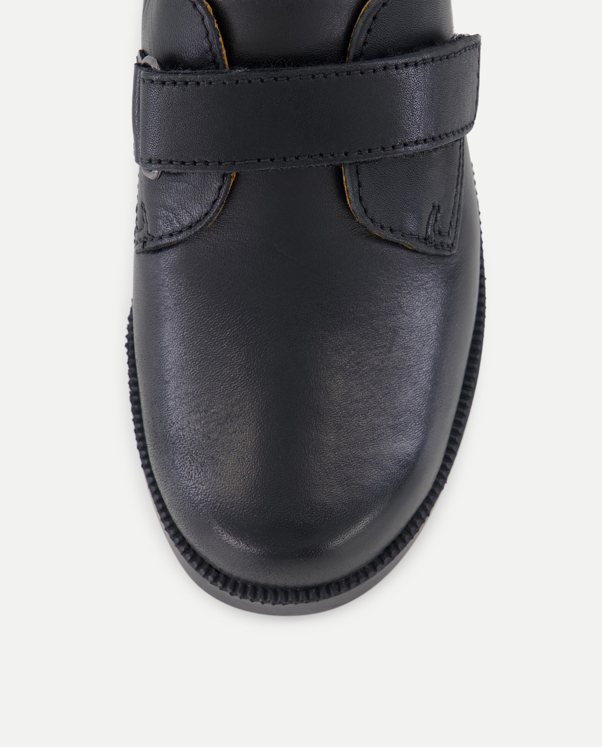Zapato de colegio de piel con velcro Negro-5