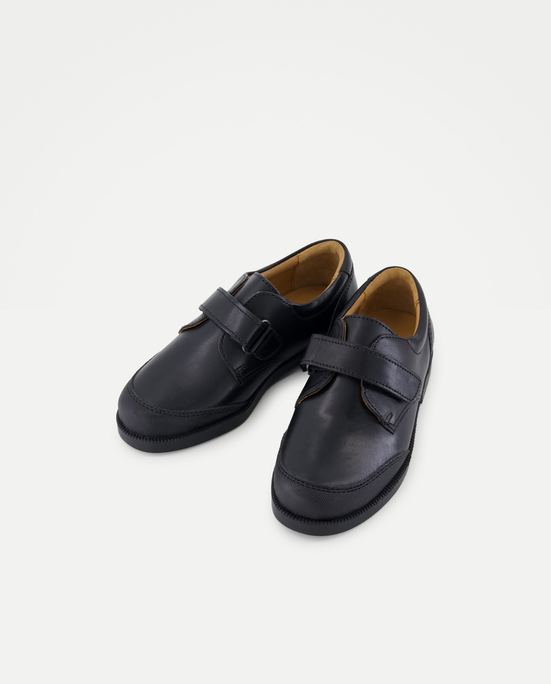 Zapato de colegio de piel con velcro y refuerzo Negro-2