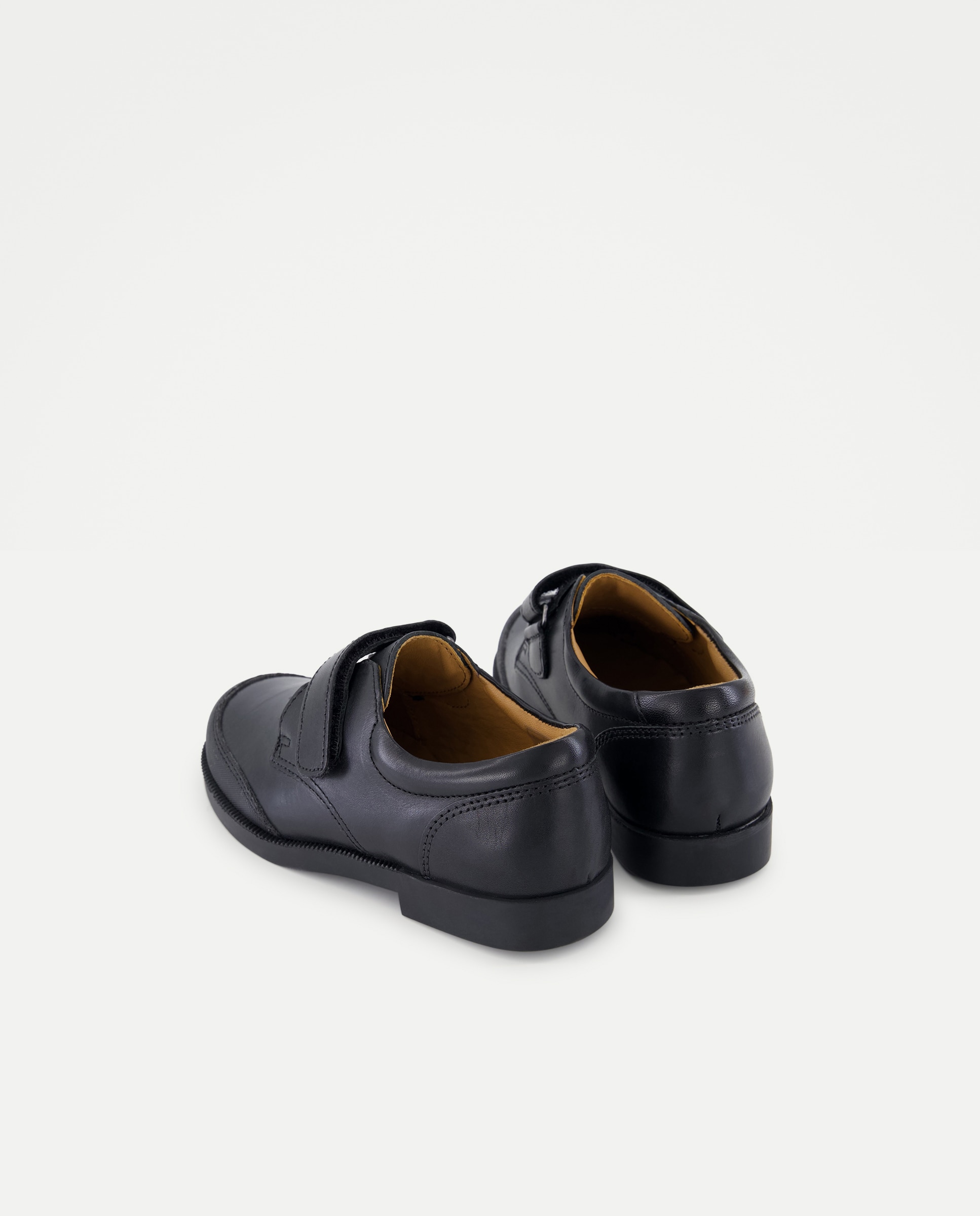 Zapato de colegio de piel con velcro y refuerzo Negro-3