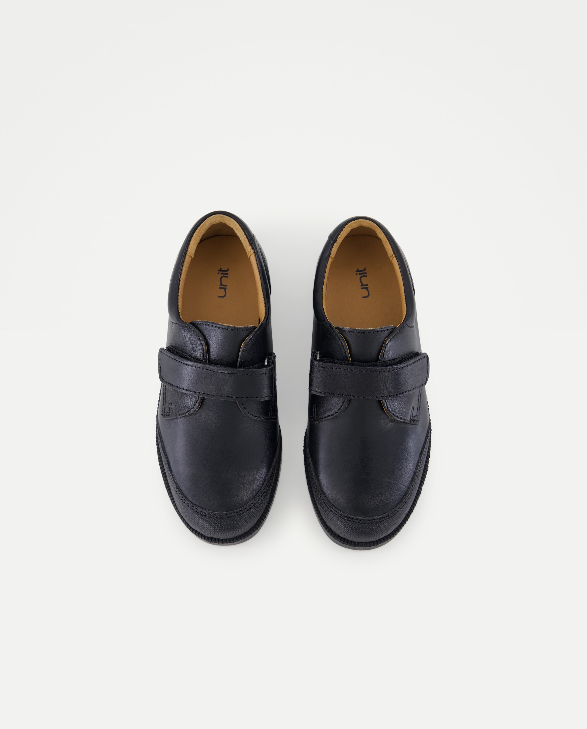 Zapato de colegio de piel con velcro y refuerzo Negro-4