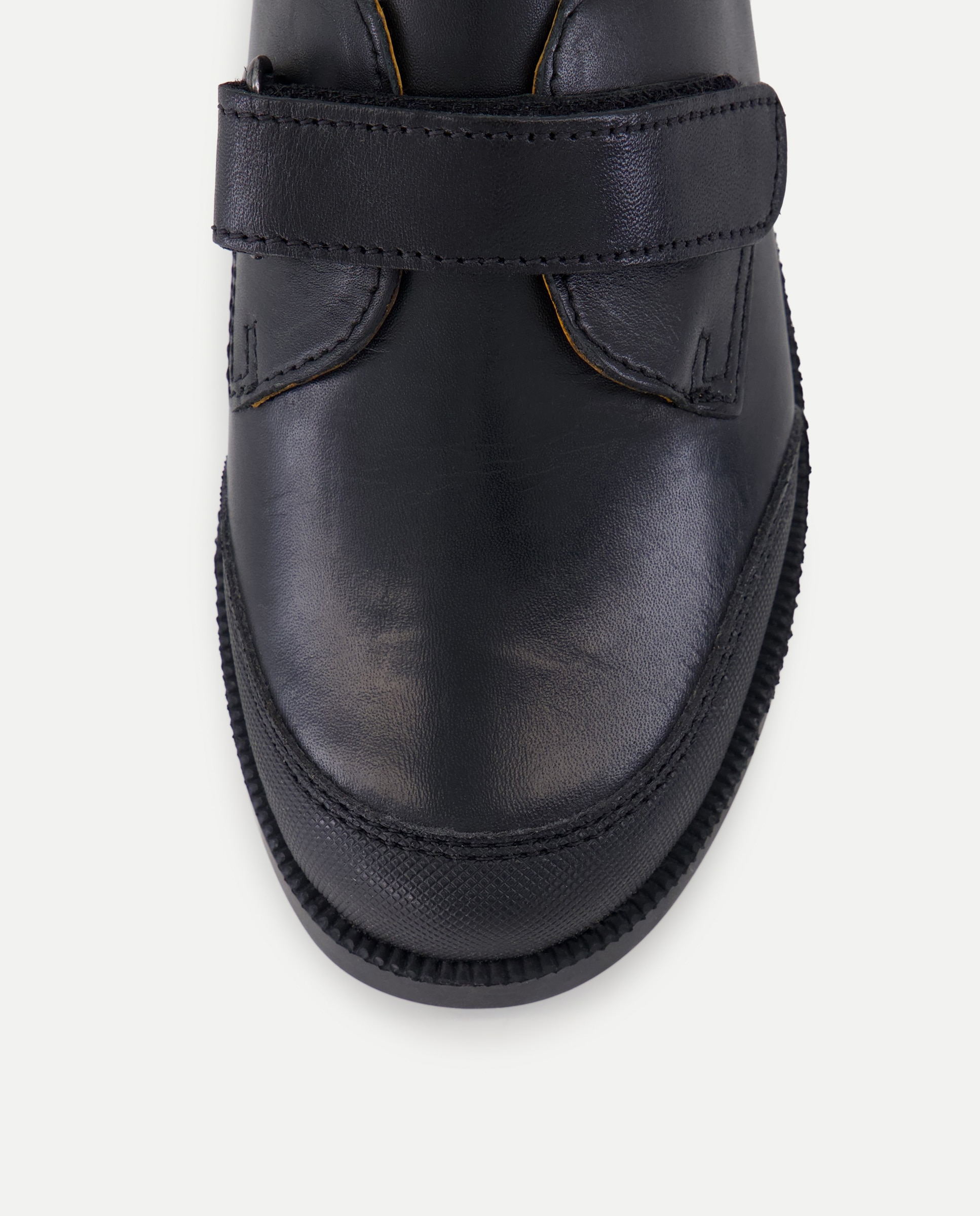 Zapato de colegio de piel con velcro y refuerzo Negro-5