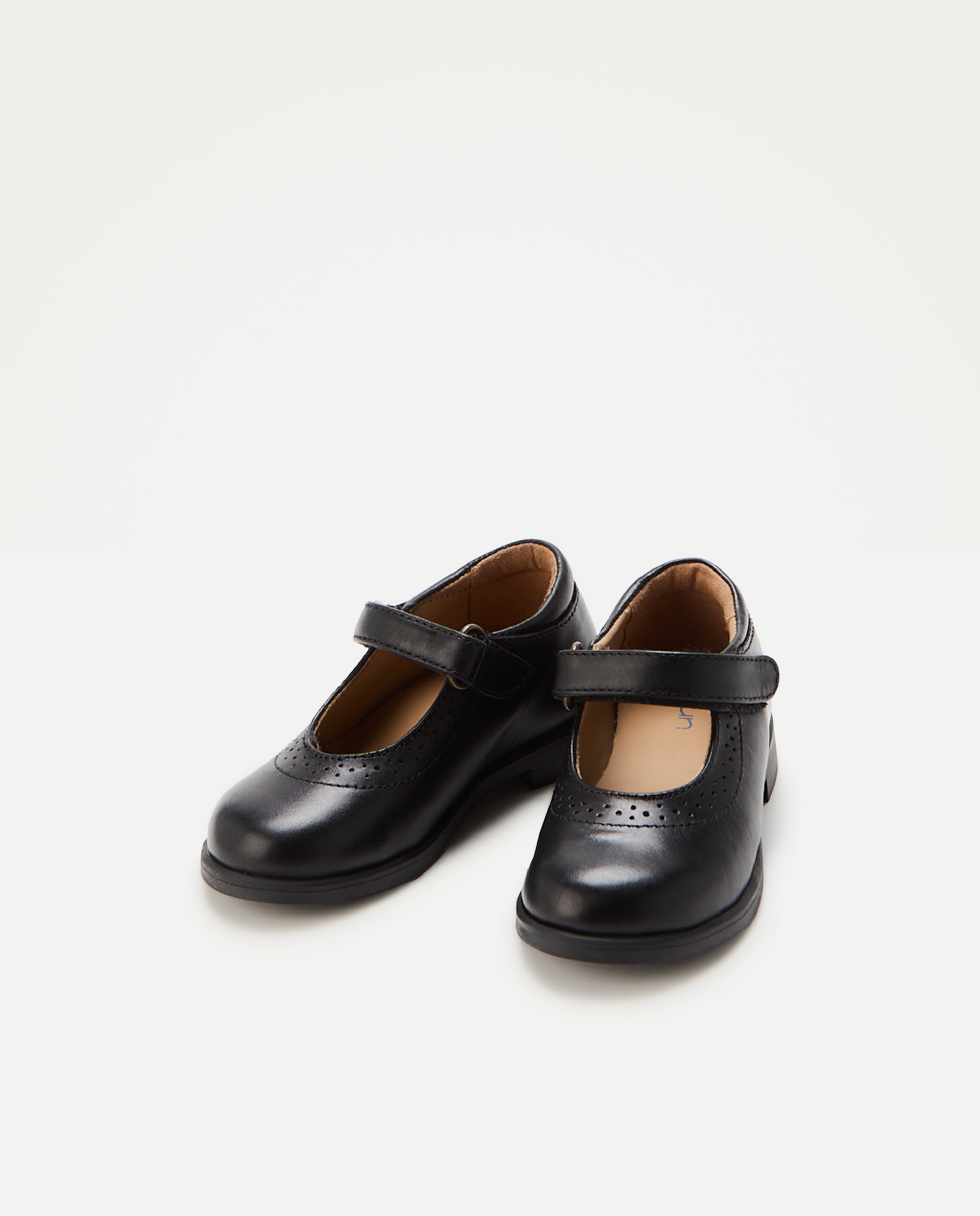 Mercedes colegio de piel con velcro Negro-2