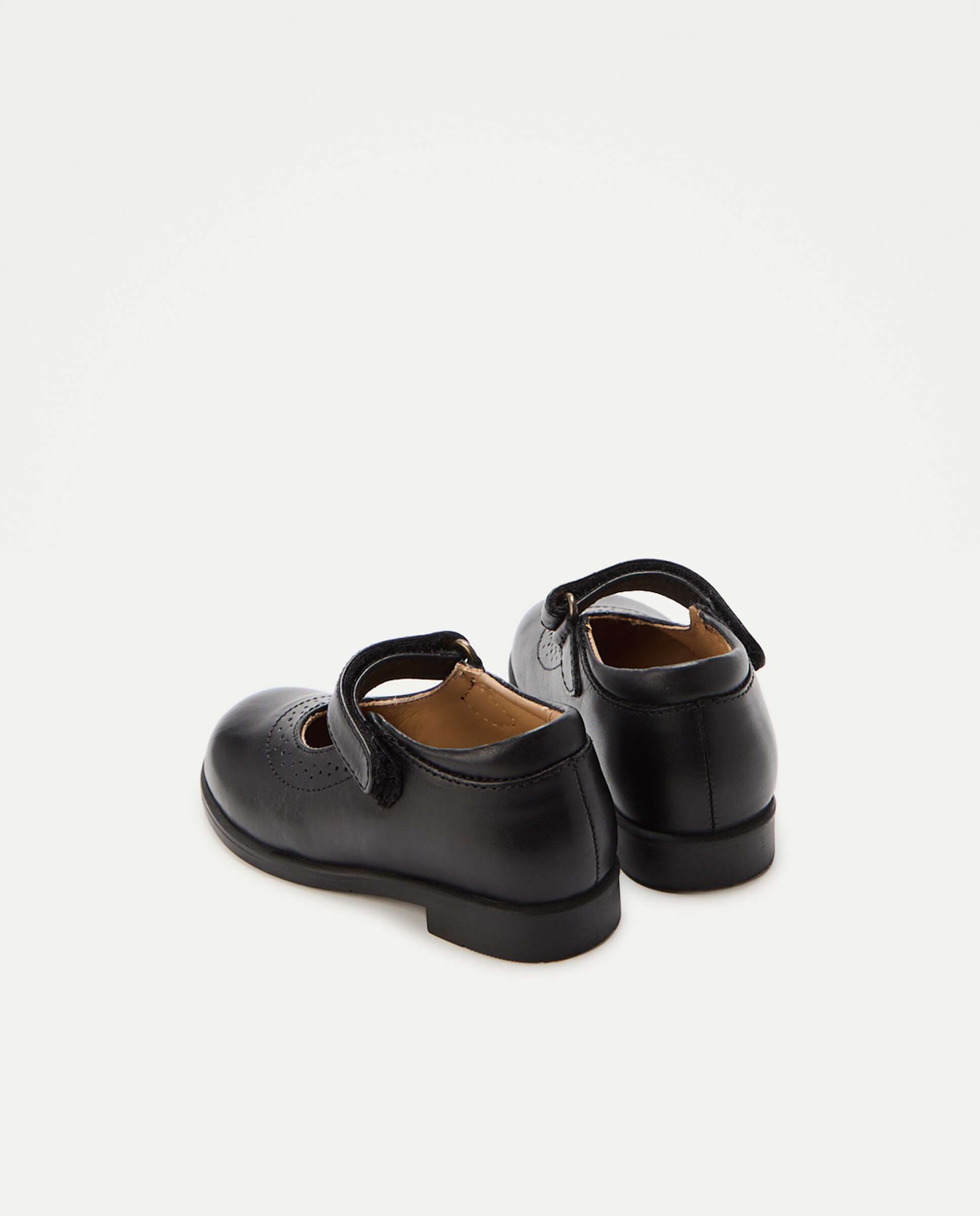 Mercedes colegio de piel con velcro Negro-3