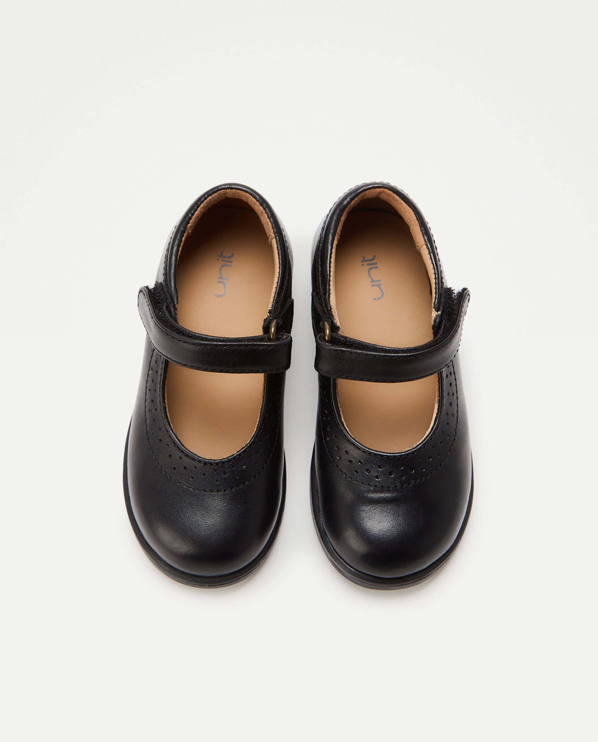 Mercedes colegio de piel con velcro Negro-4