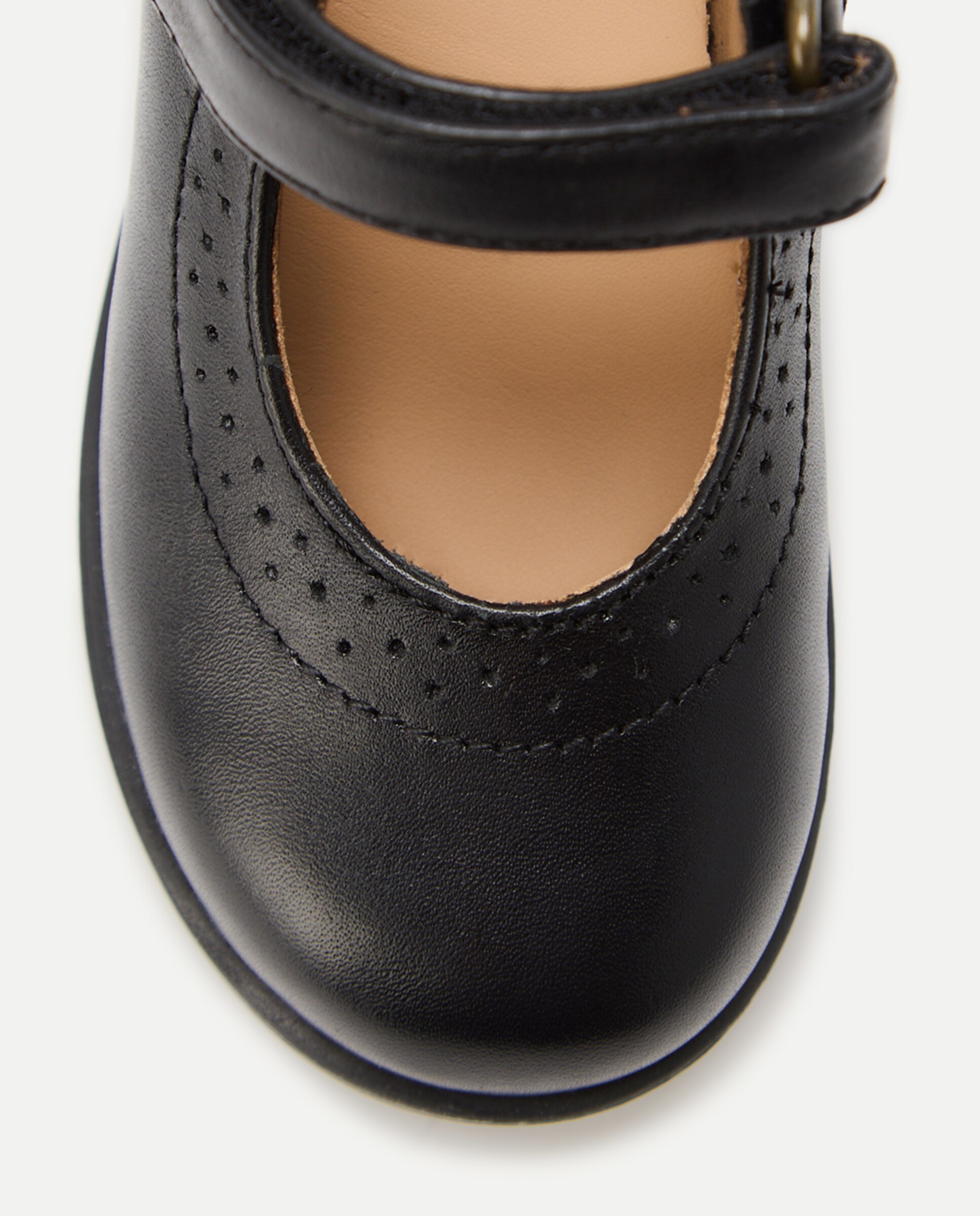 Mercedes colegio de piel con velcro Negro-5