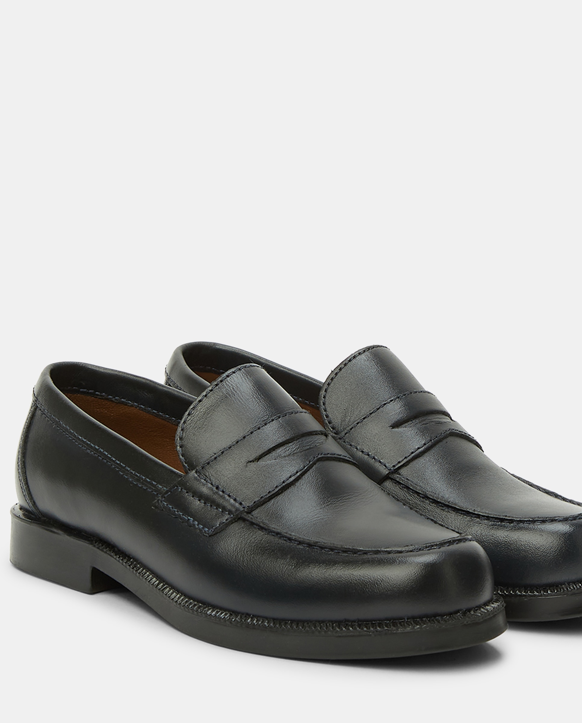 Mocasín de piel con antifaz 31-41 Azul marino-5