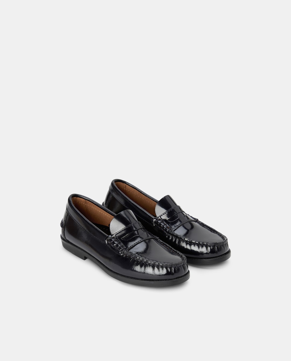 Mocasín infantil clásico de piel Azul marino-2