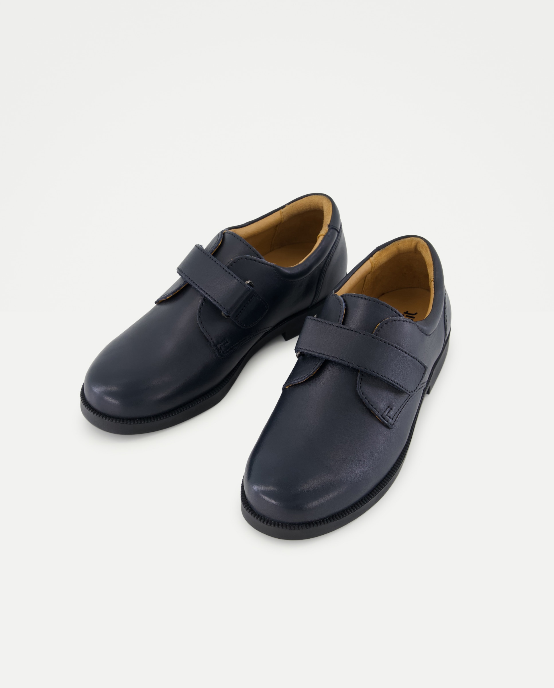 Zapato de colegio de piel con velcro Azul marino-2