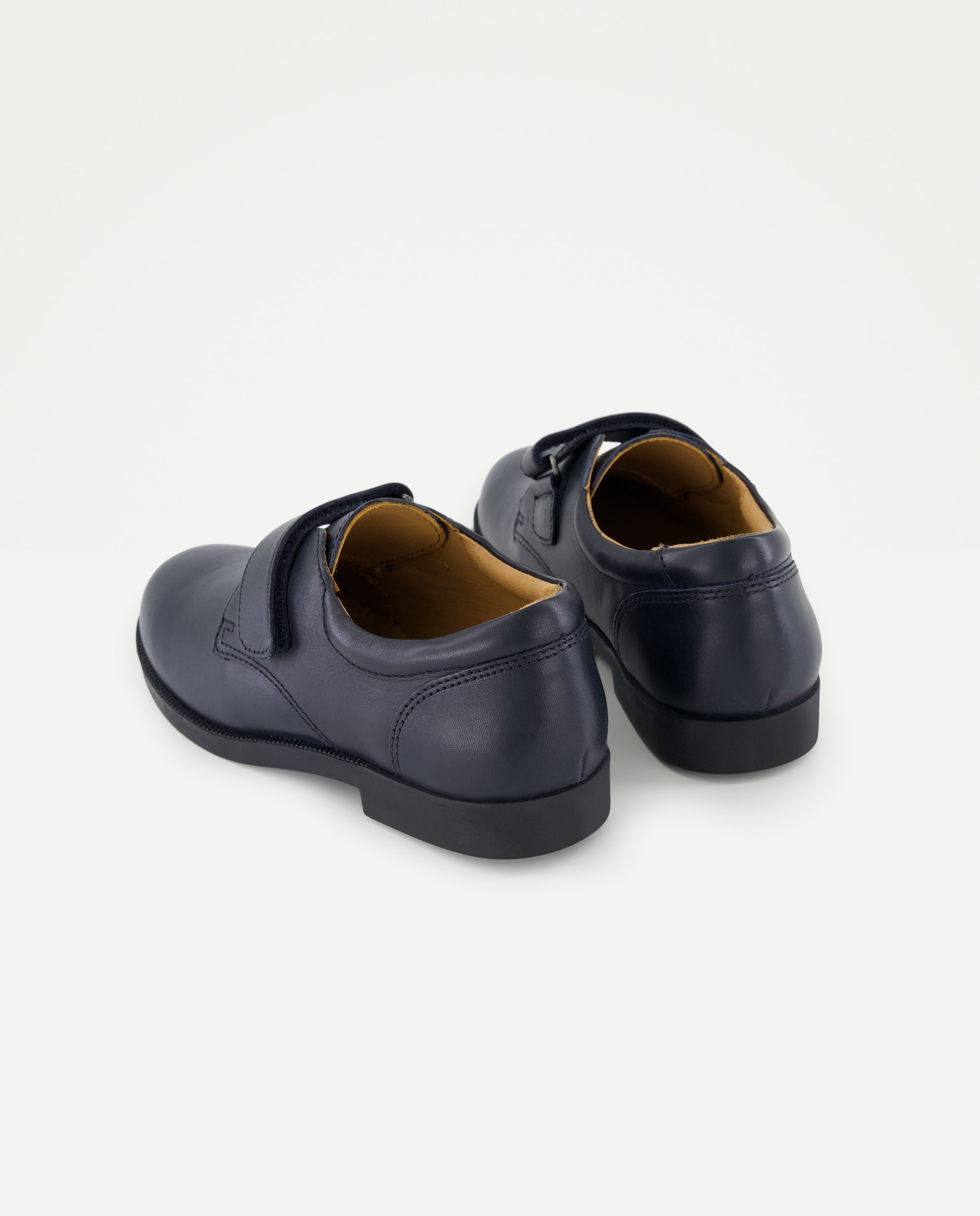 Zapato de colegio de piel con velcro Azul marino-3