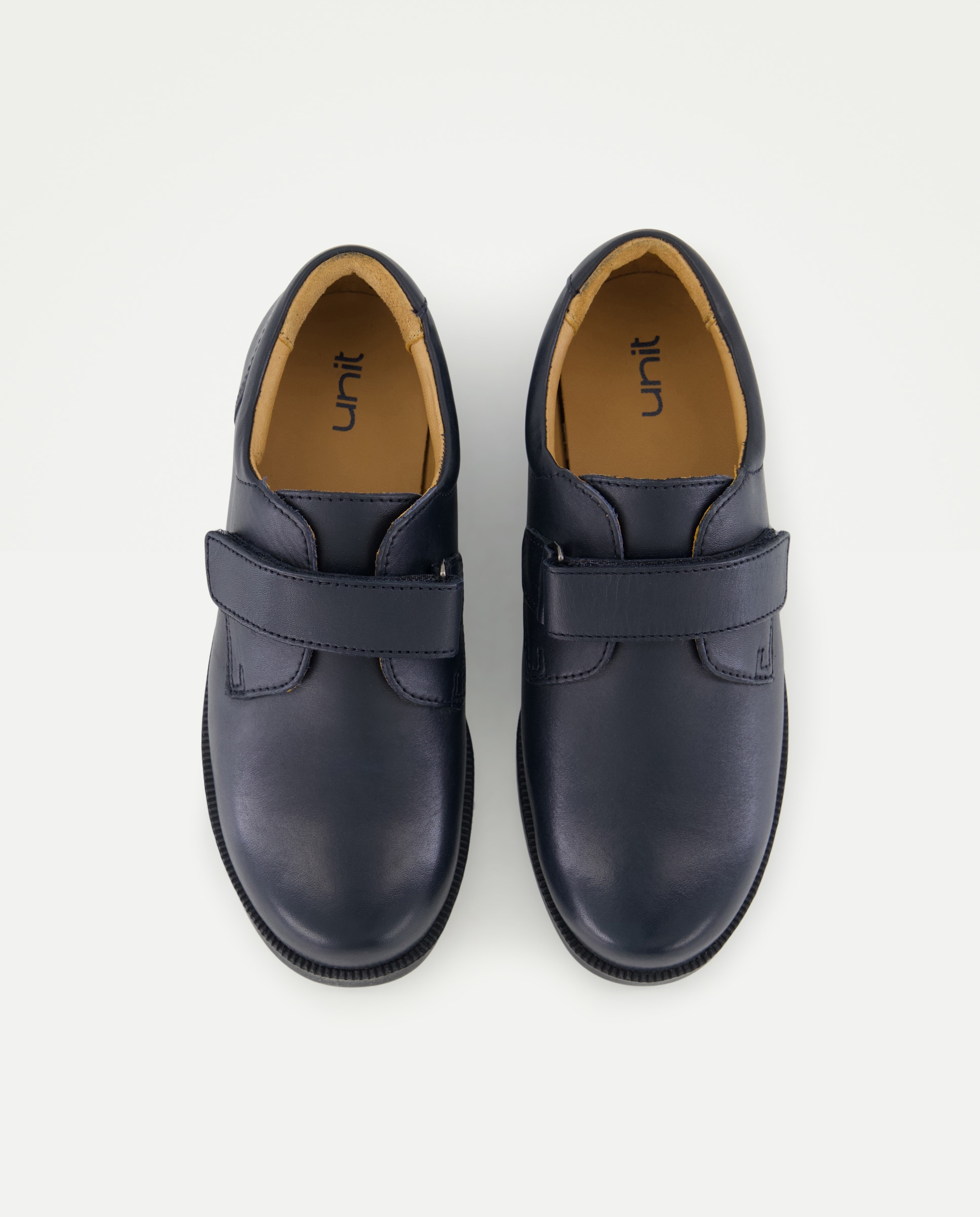 Zapato de colegio de piel con velcro Azul marino-4