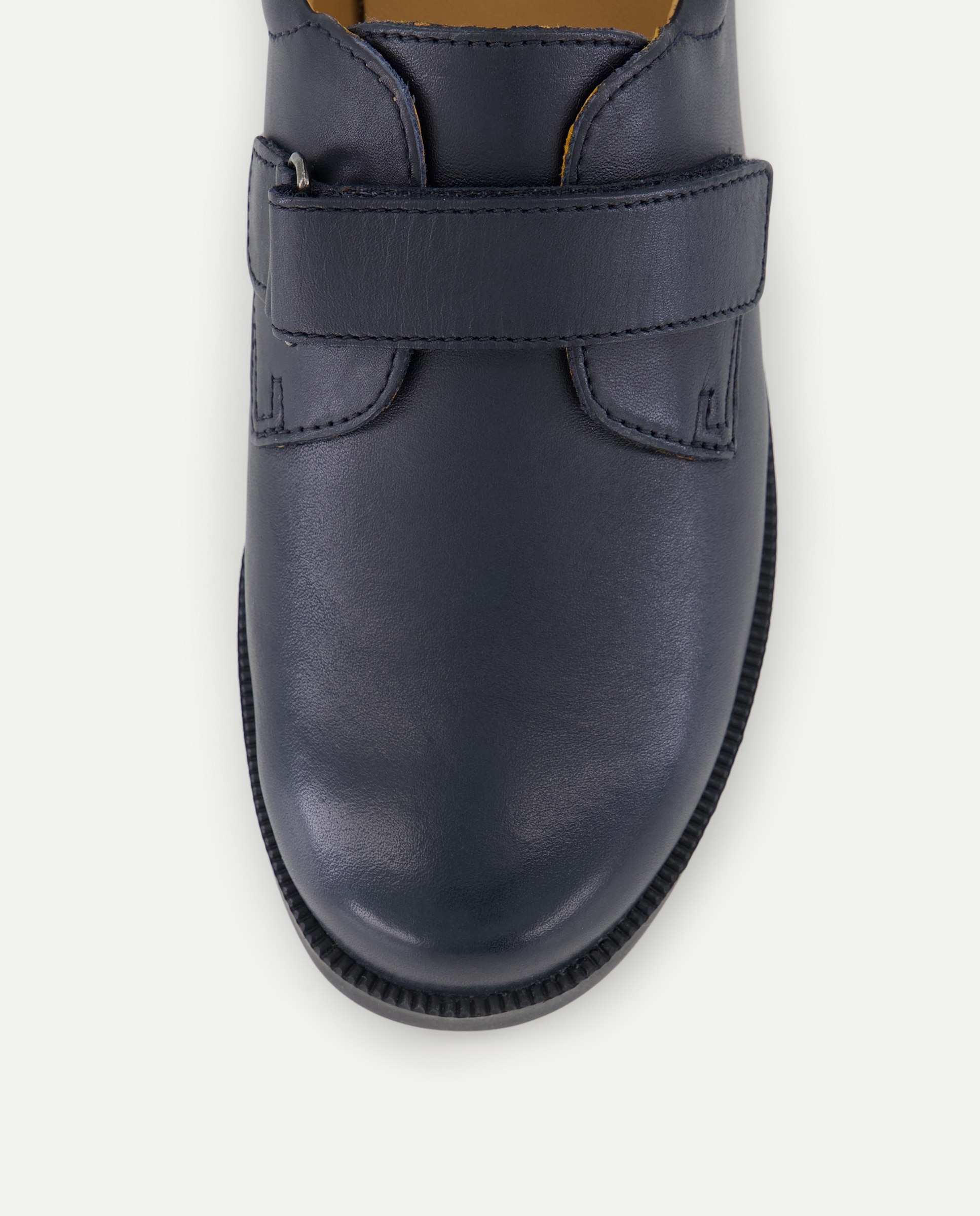 Zapato de colegio de piel con velcro Azul marino-5