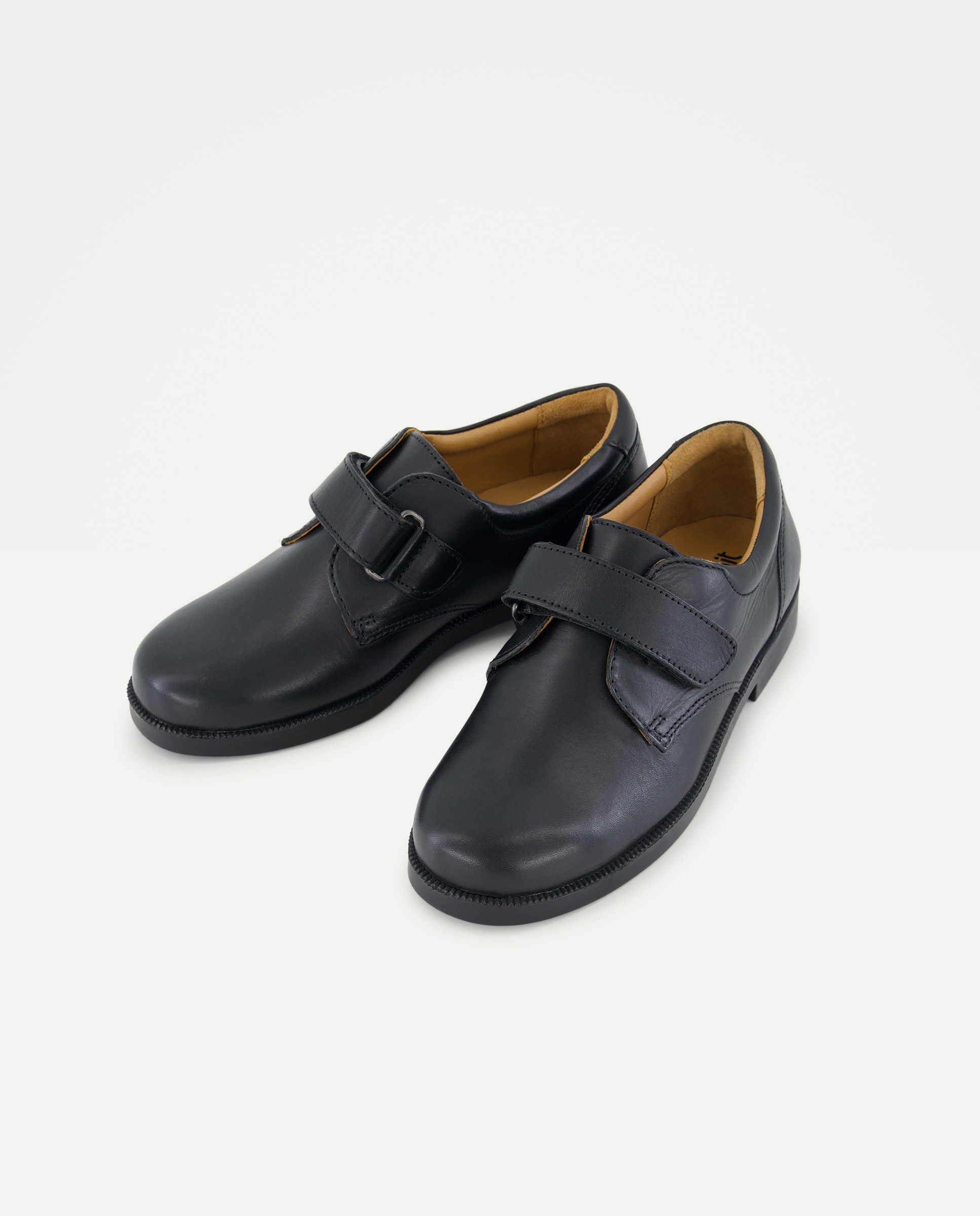 Zapato de colegio de piel con velcro Negro-2