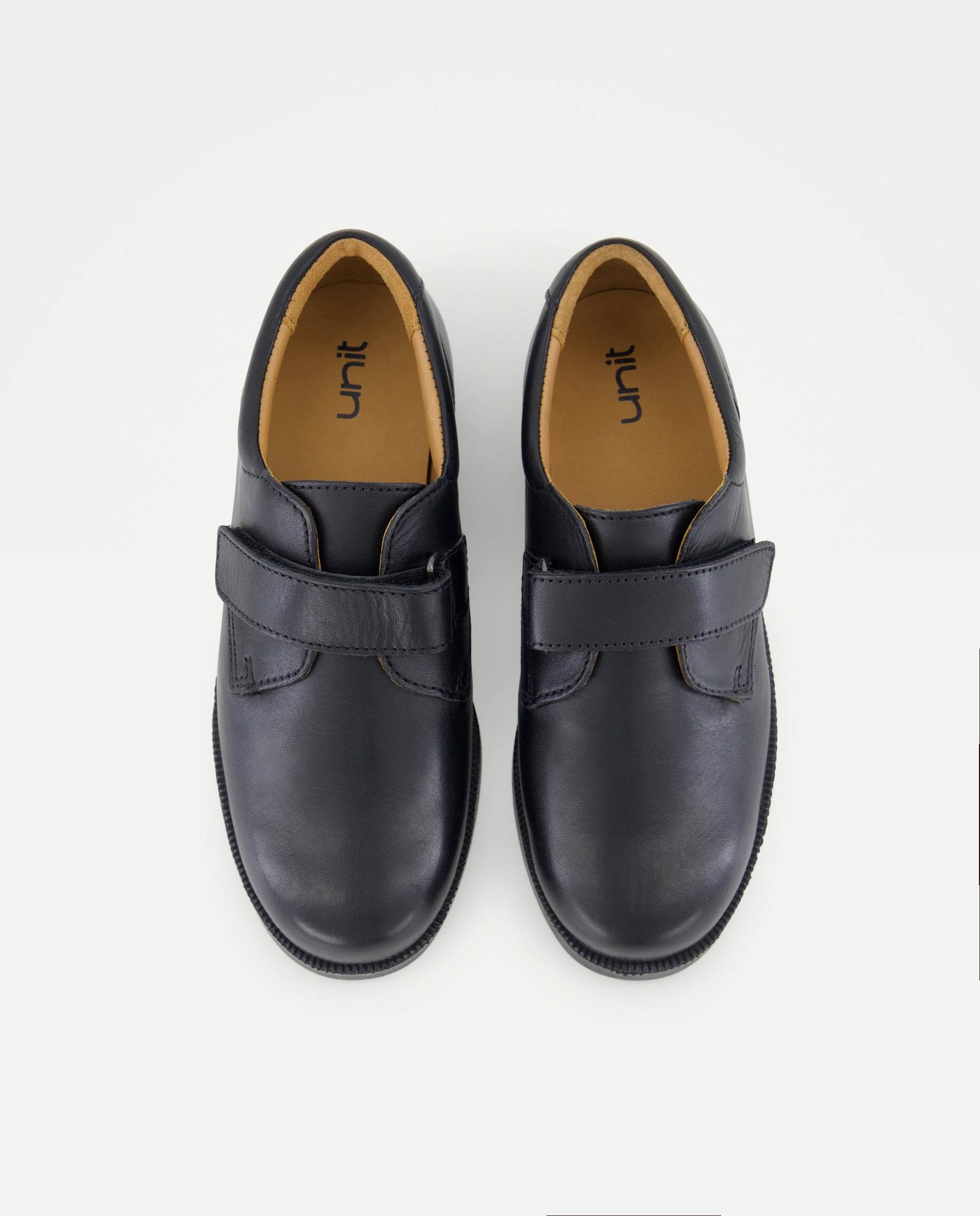 Zapato de colegio de piel con velcro Negro-4