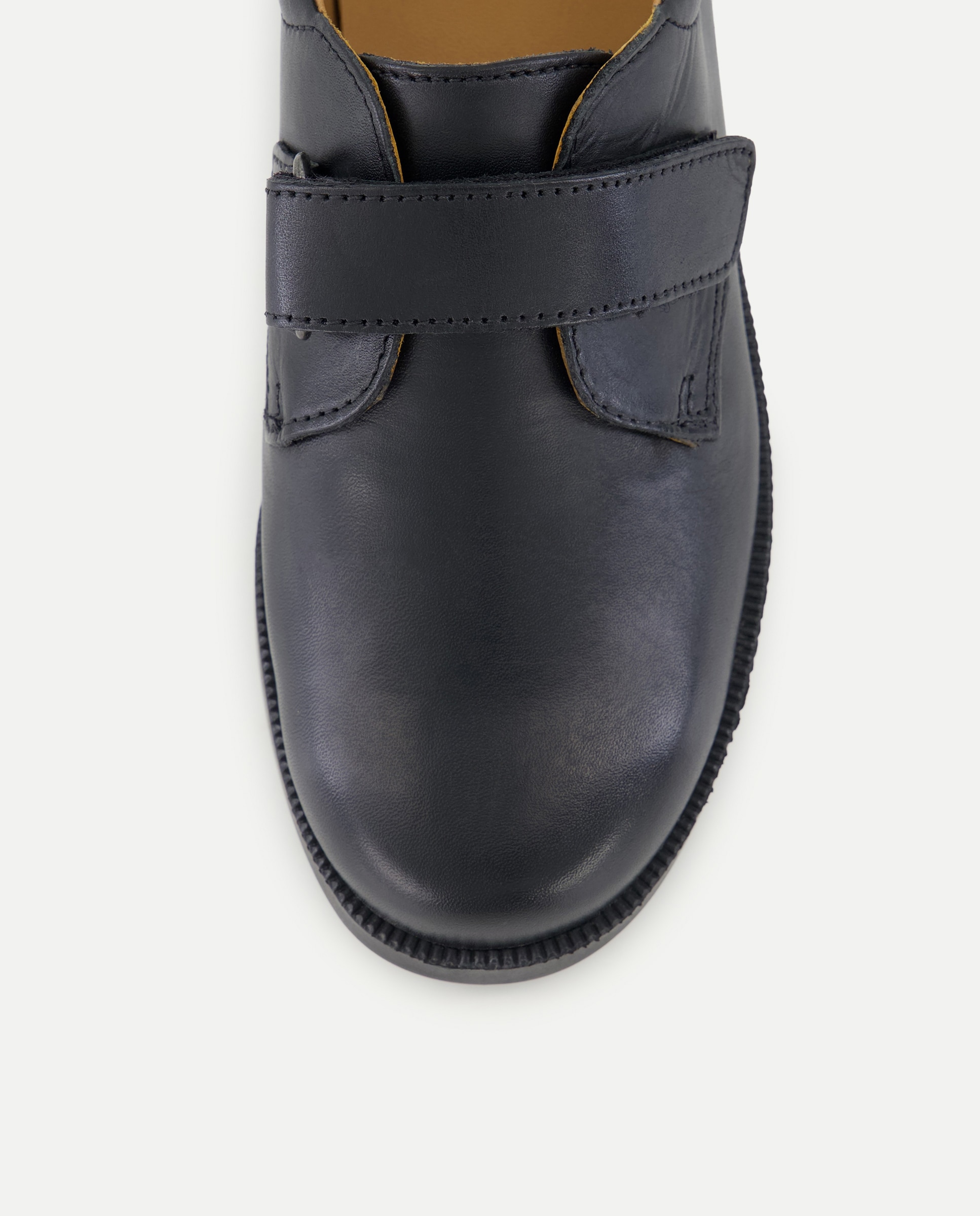 Zapato de colegio de piel con velcro Negro-5