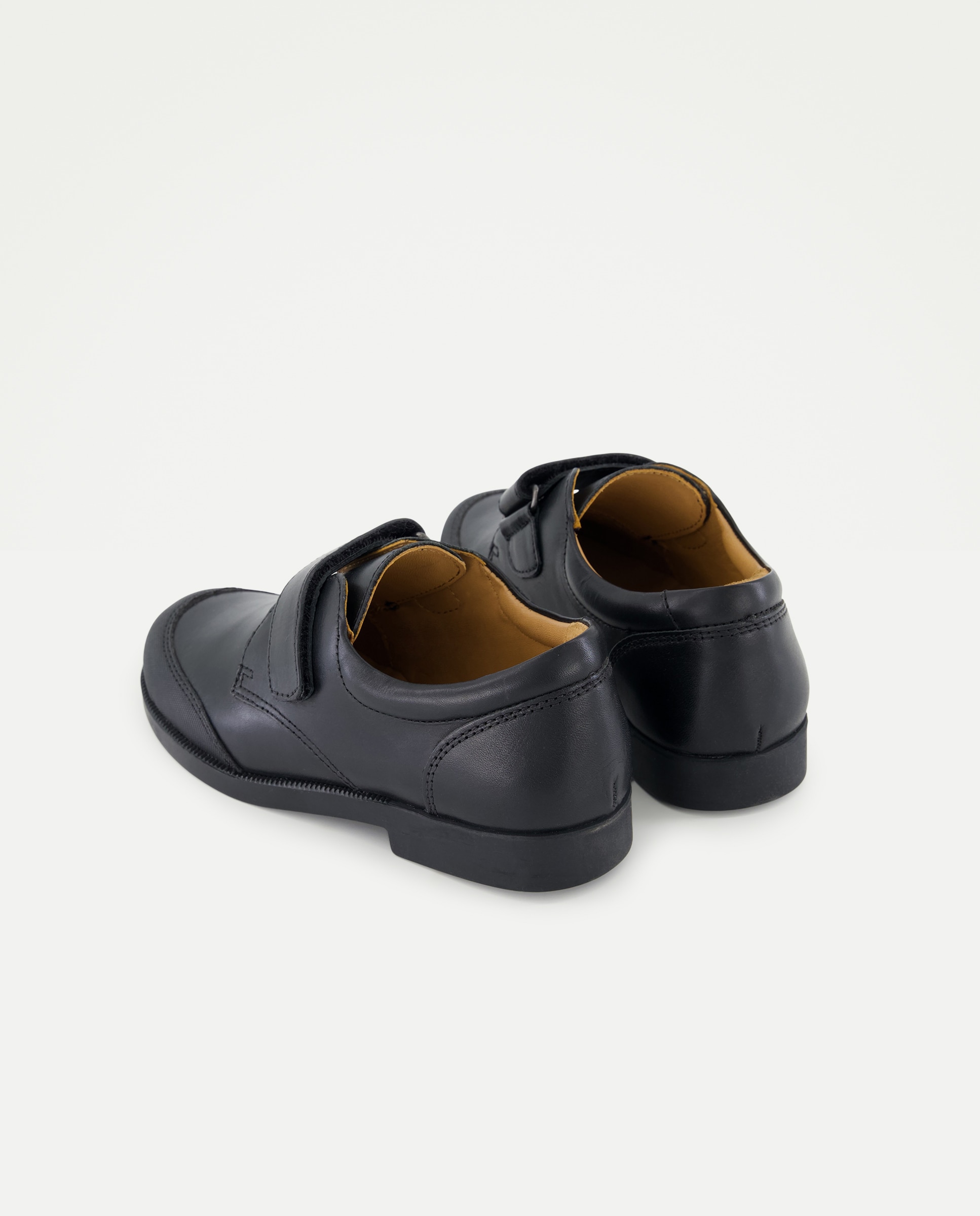 Zapato de colegio de piel con velcro y refuerzo Negro-3