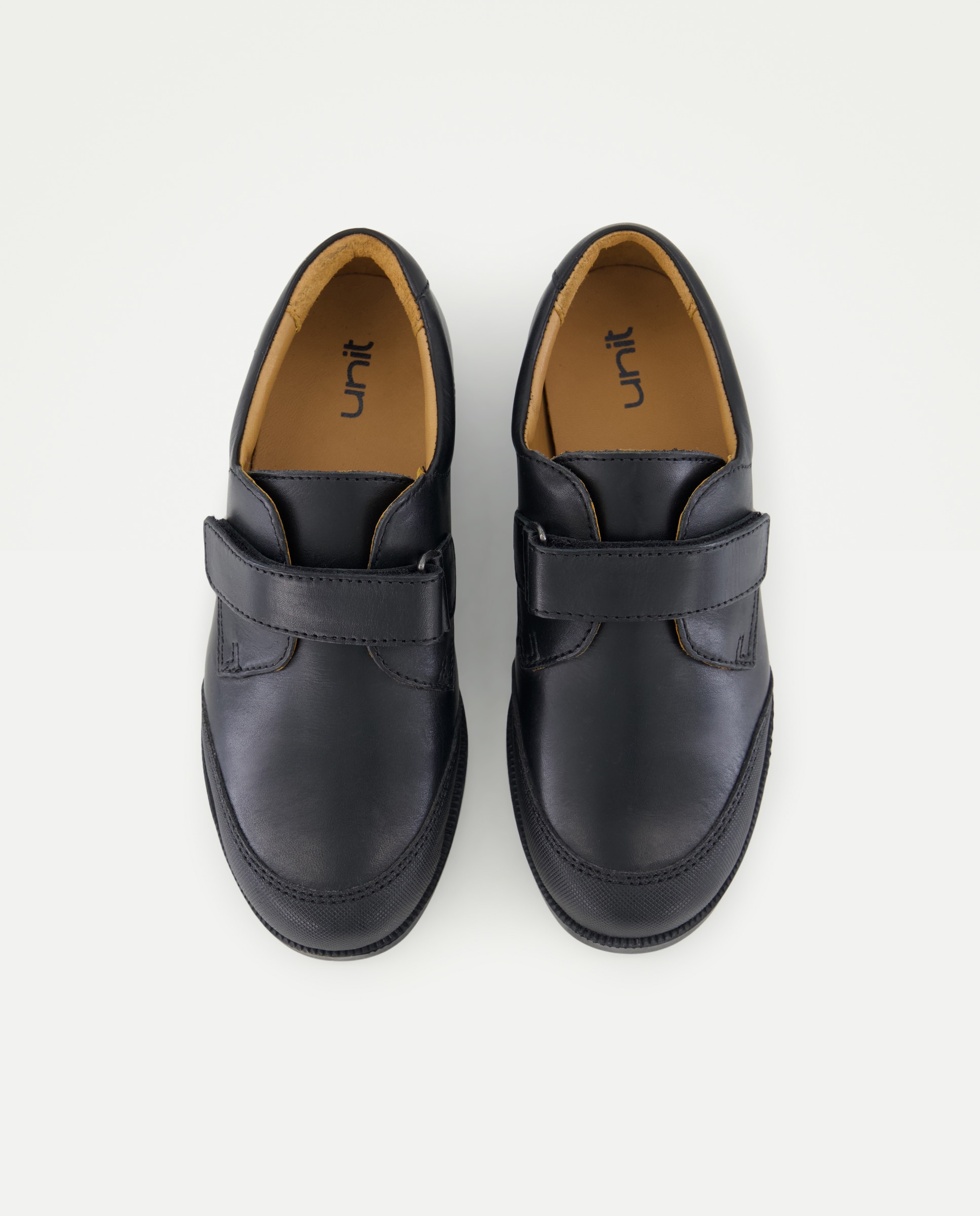 Zapato de colegio de piel con velcro y refuerzo Negro-4