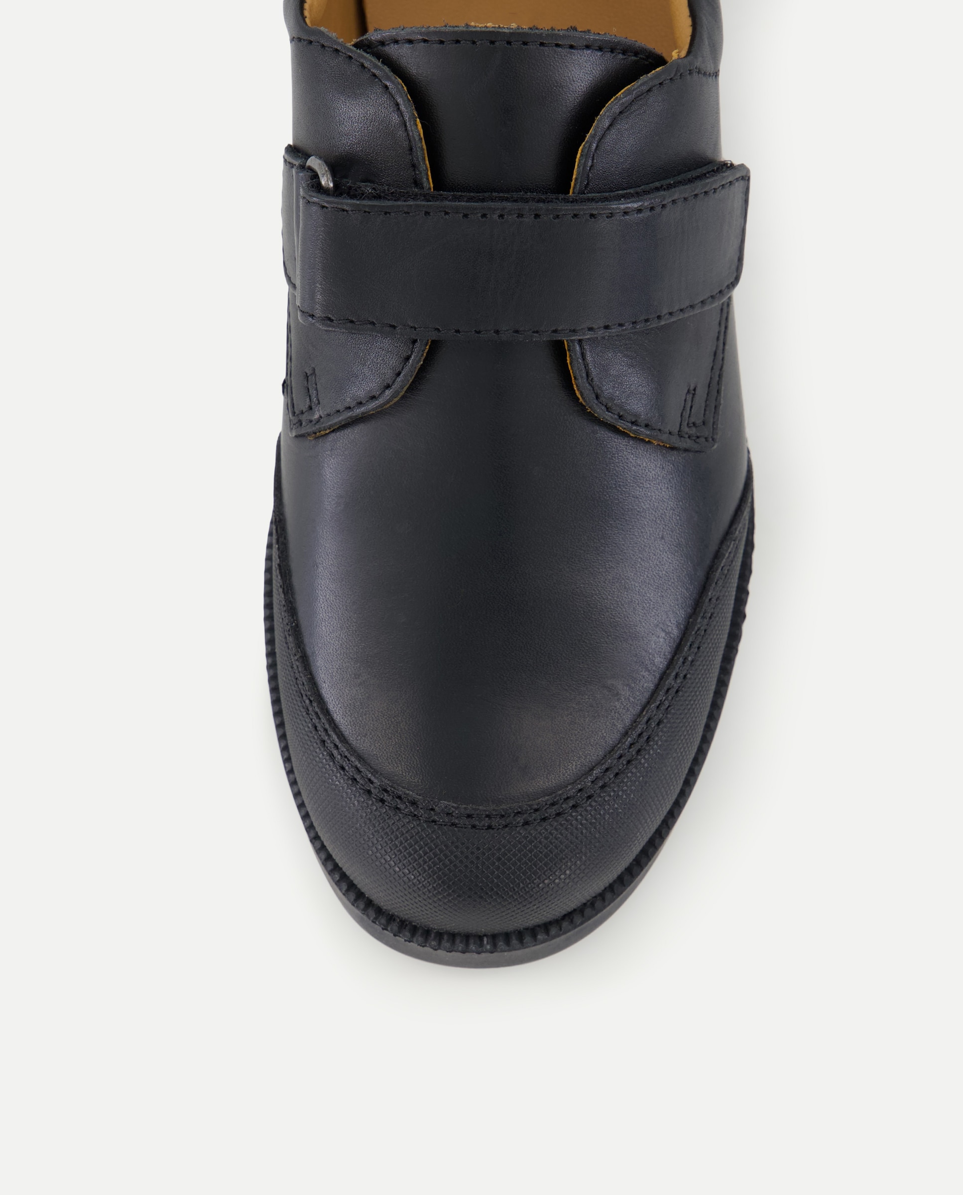 Zapato de colegio de piel con velcro y refuerzo Negro-5
