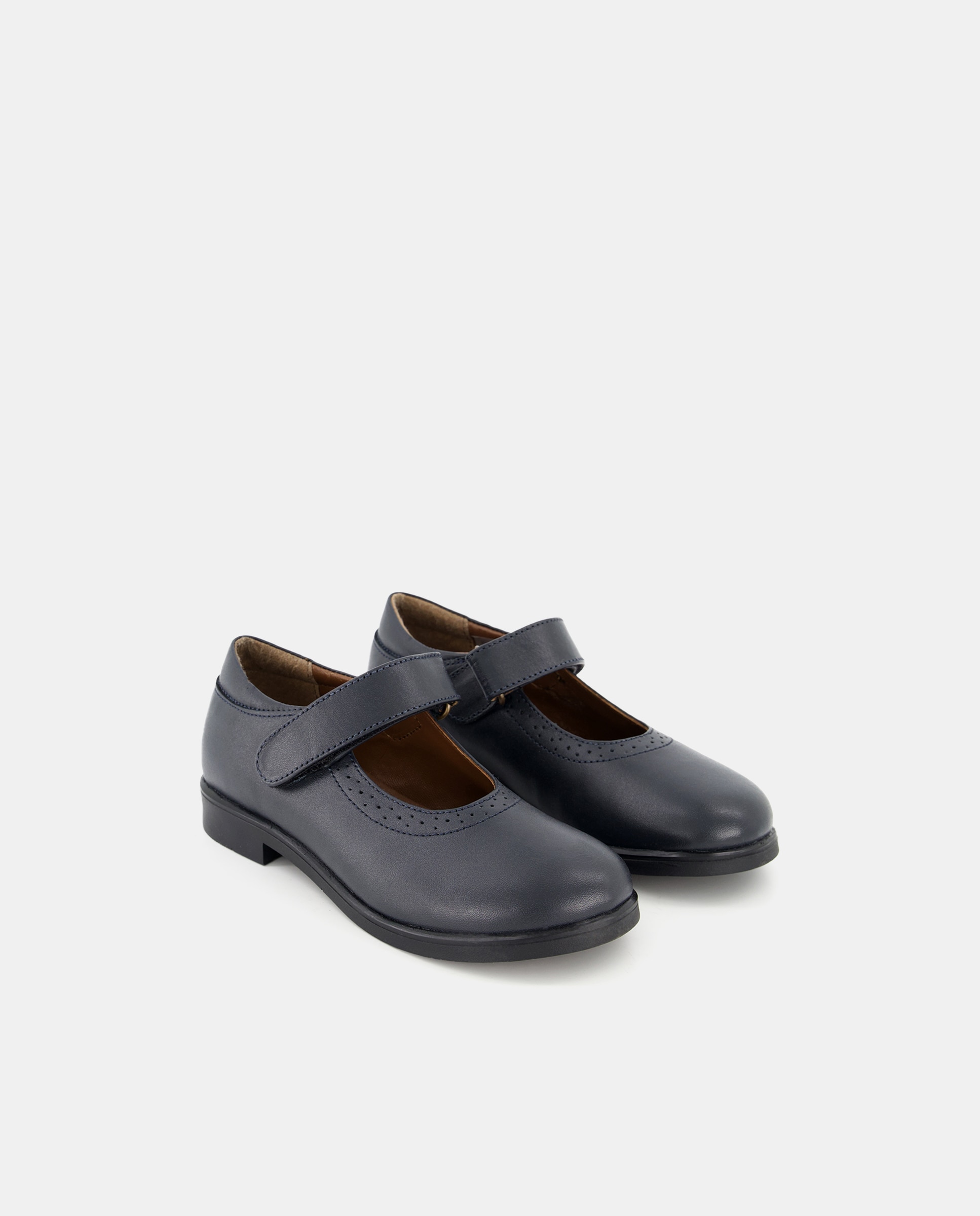 Merceditas de piel con velcro 31-39 Azul marino-2