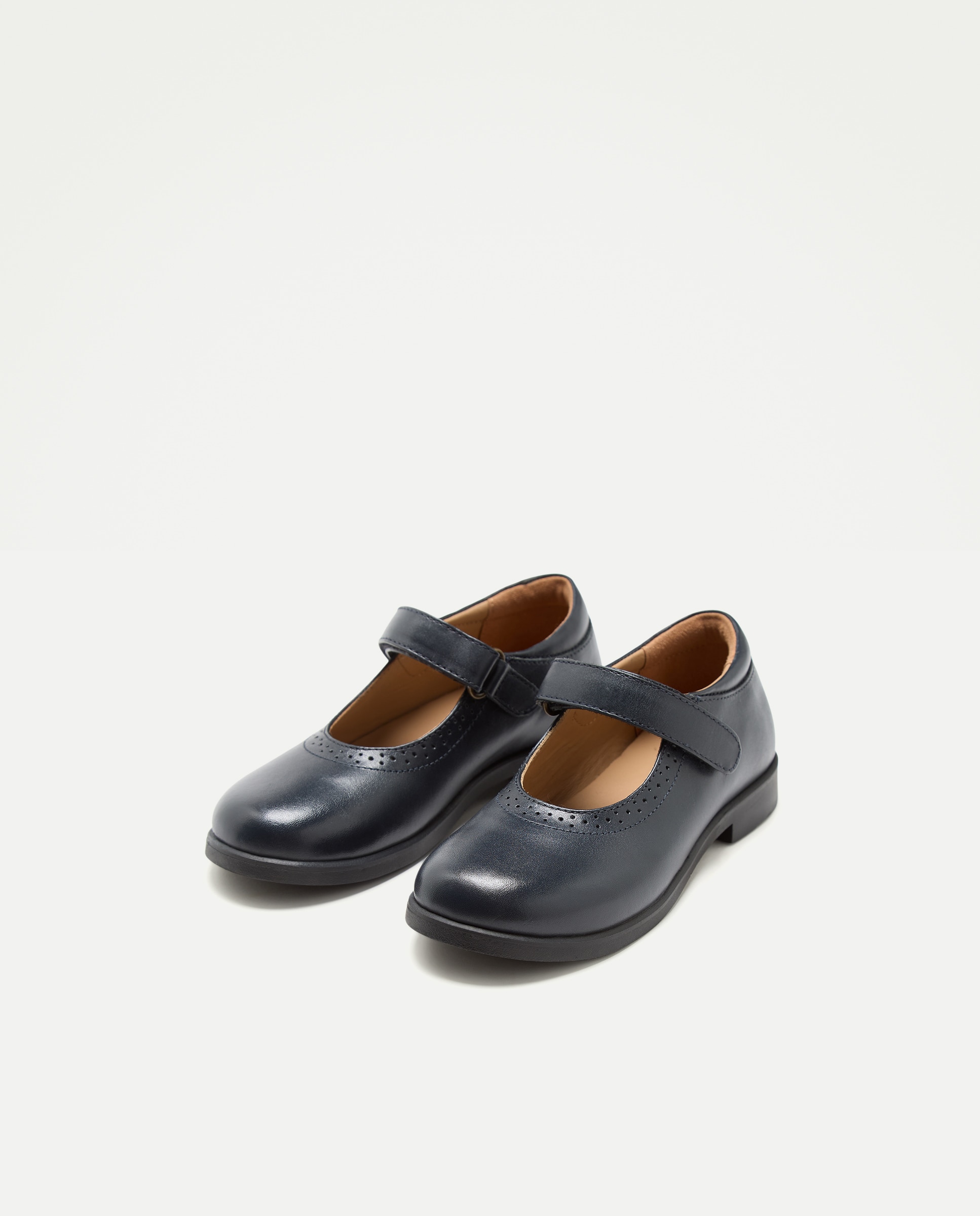 Mercedes colegio de piel con velcro Azul marino-2