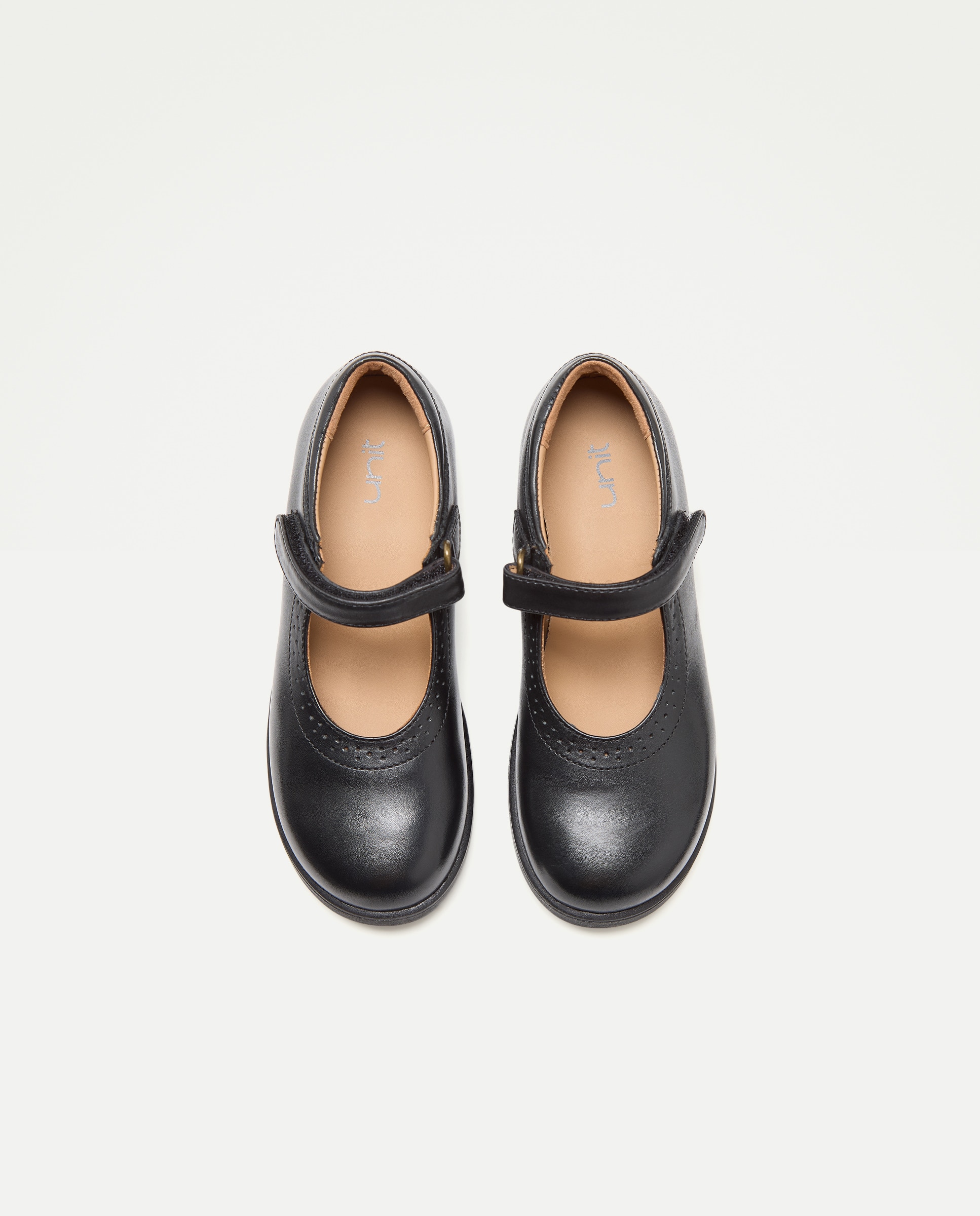 Mercedes colegio de piel con velcro Negro-4