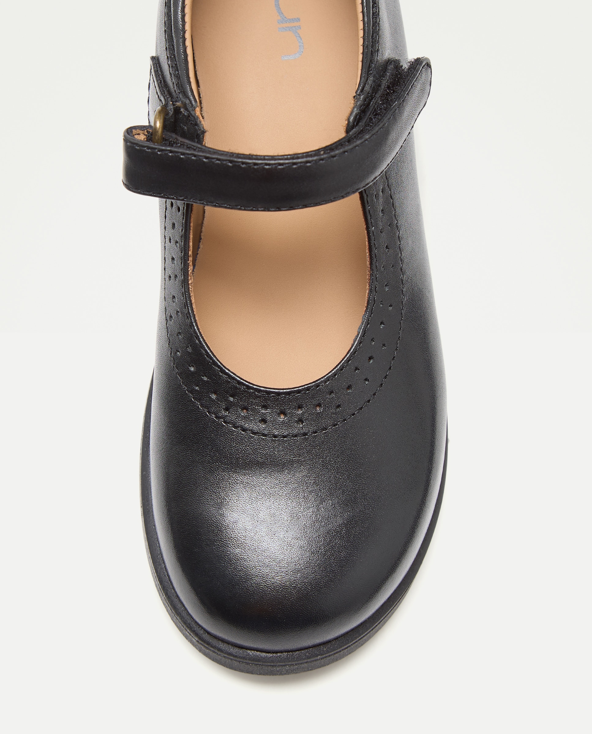Mercedes colegio de piel con velcro Negro-5