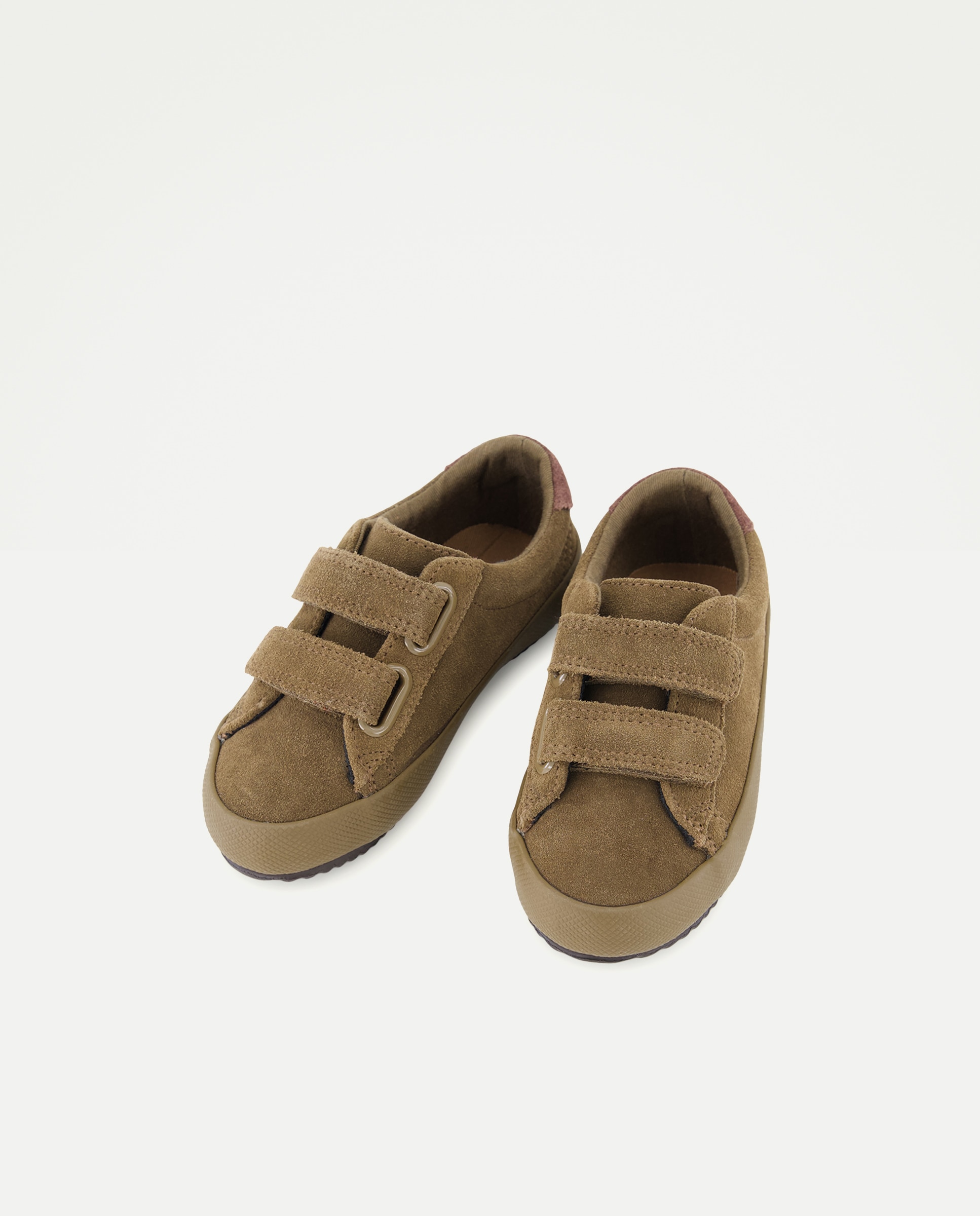 Zapato bebés con velcro de piel Verde-2