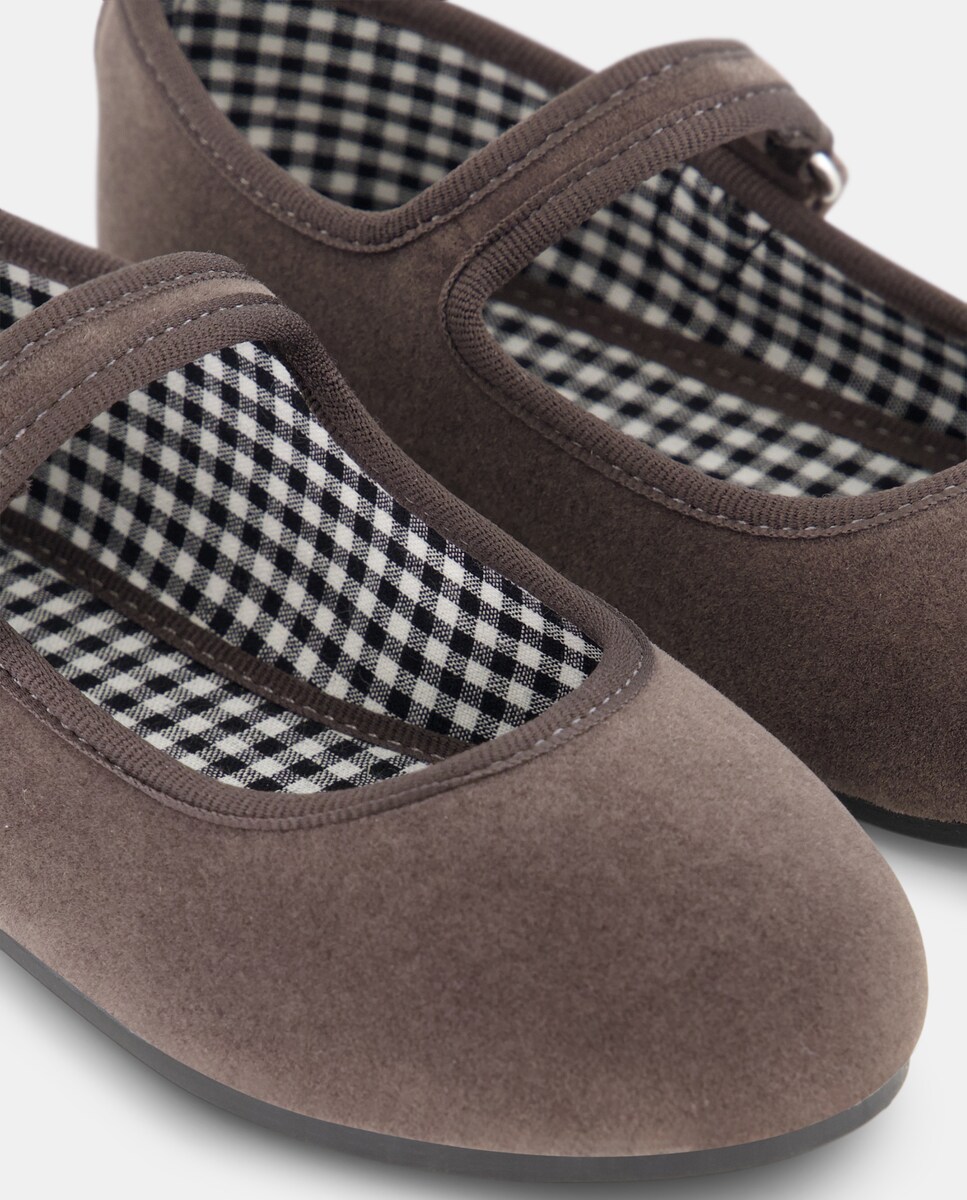 Merceditas bebé terciopelo Gris-5