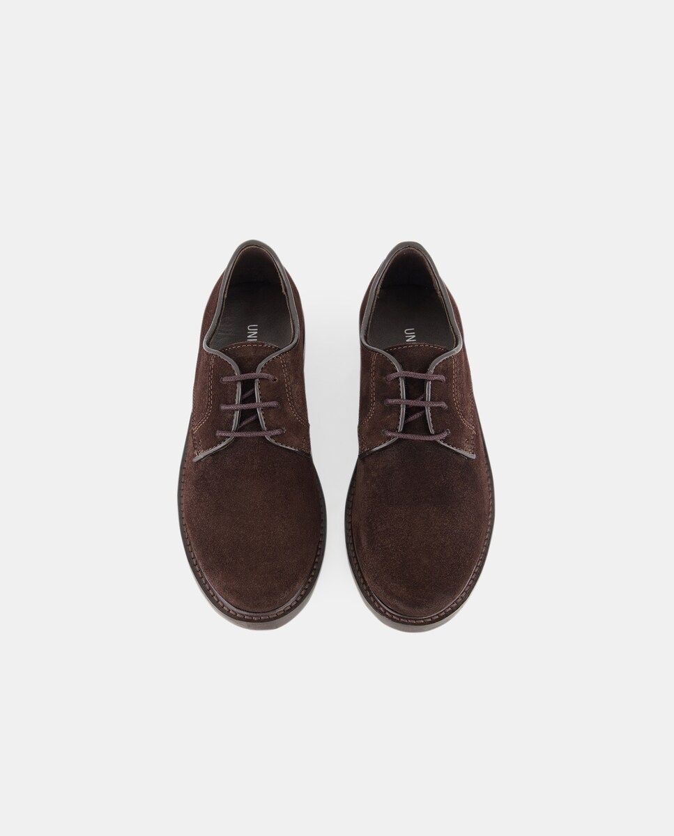 Zapato niño de piel con cordones Chocolate-4