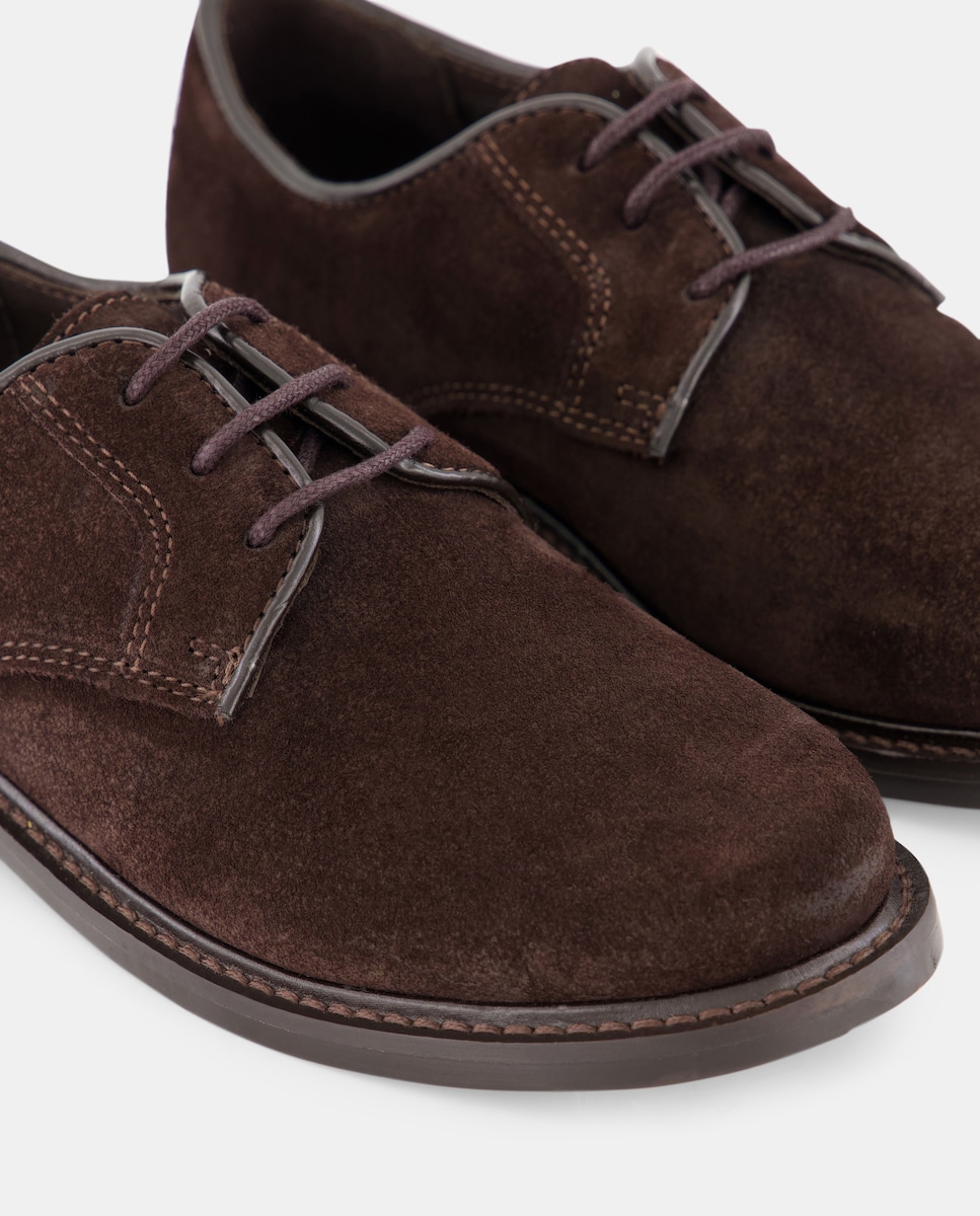 Zapato niño de piel con cordones Chocolate-5