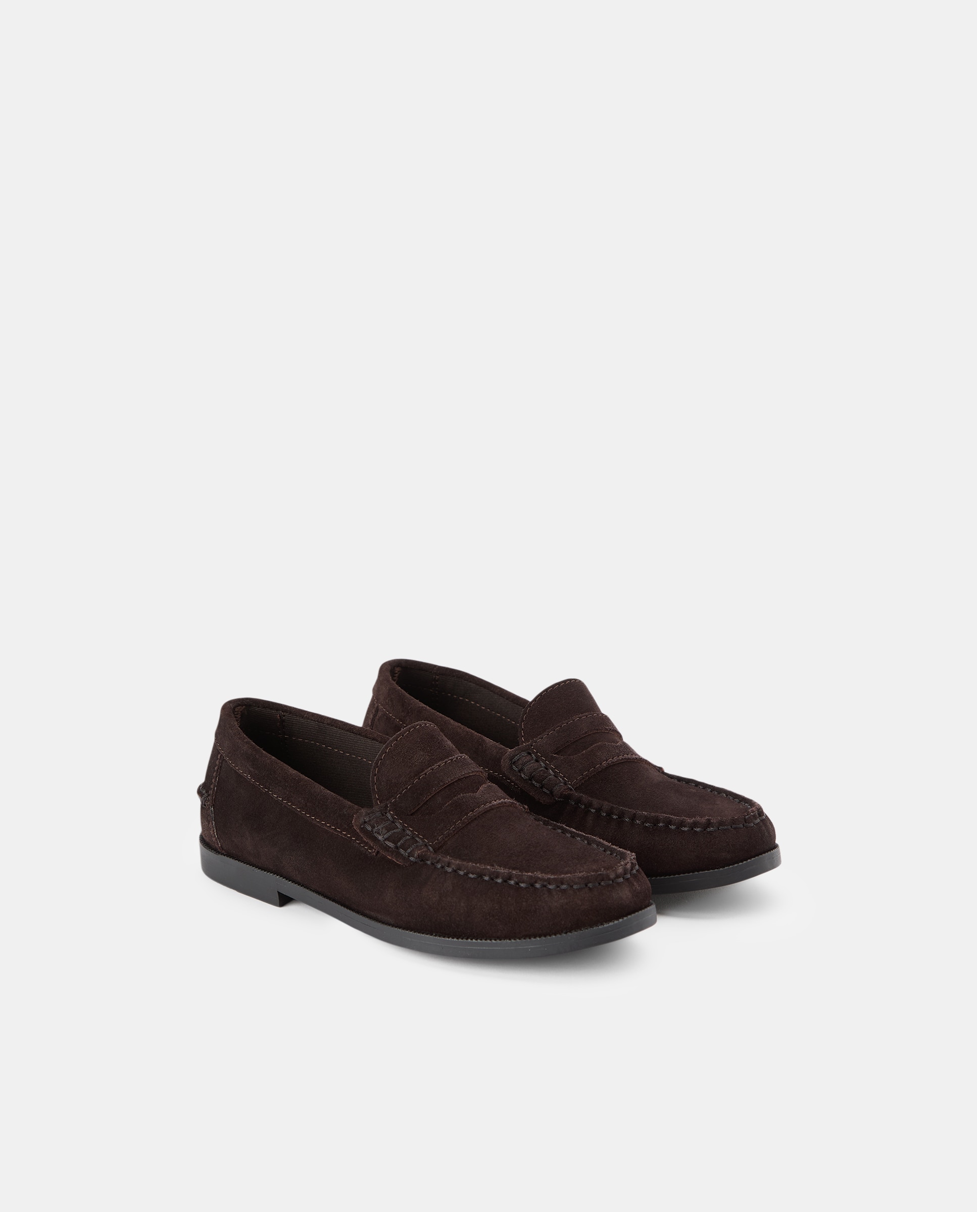 Mocasín infantil de serraje Chocolate-2