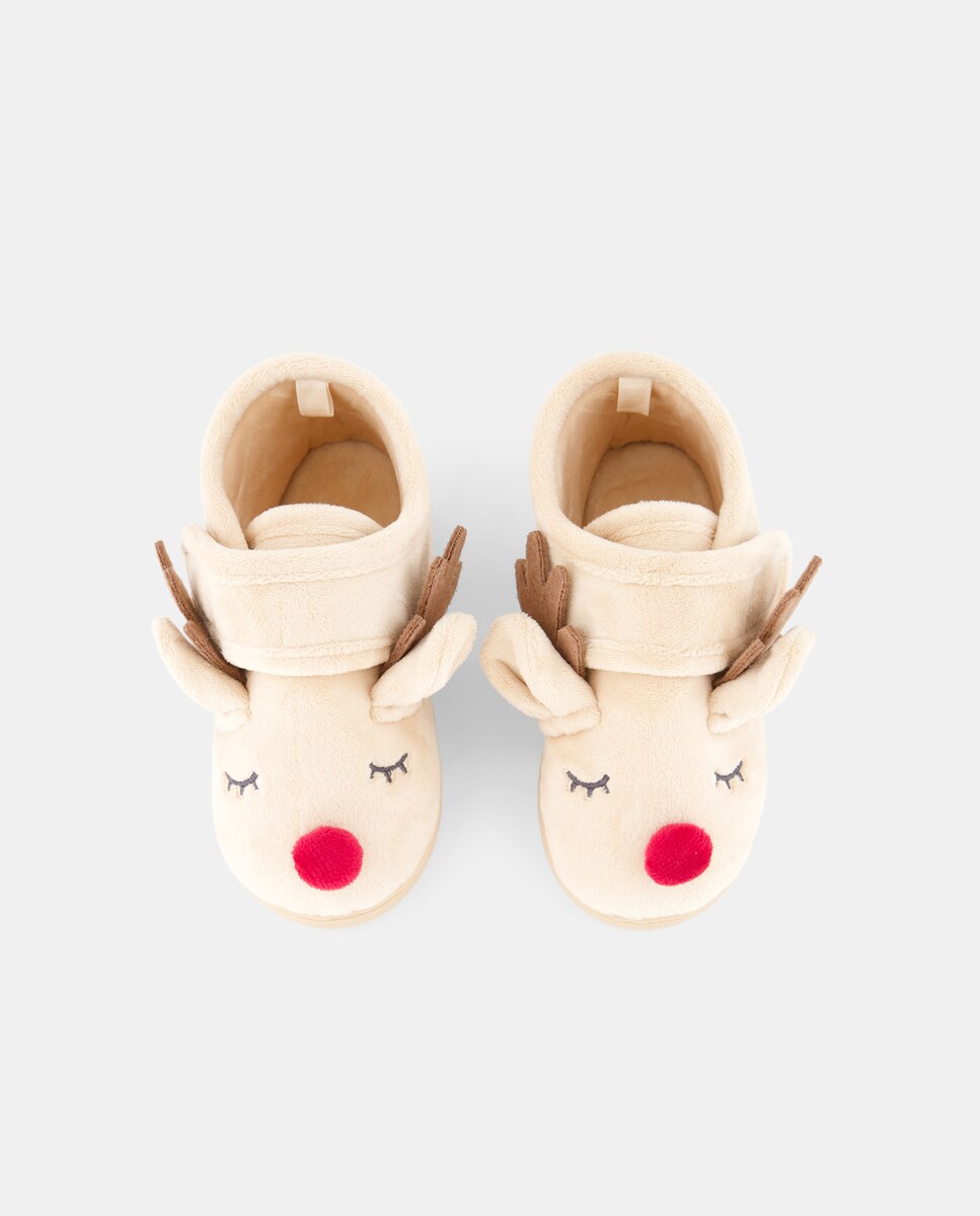 Zapatilla bebés bota navidad Marrón-4