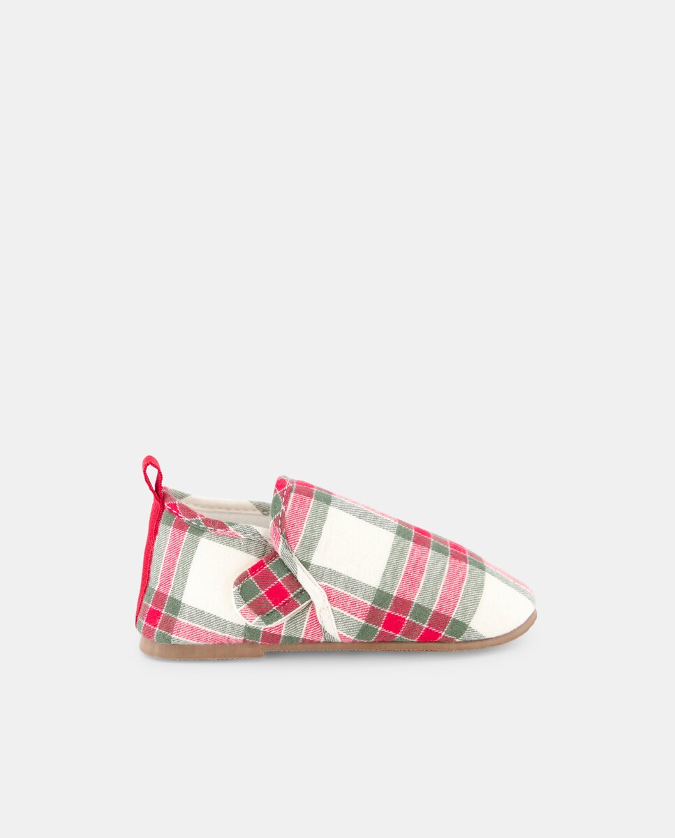 Zapatilla bebés de cuadros navidad 600 Rojo-1