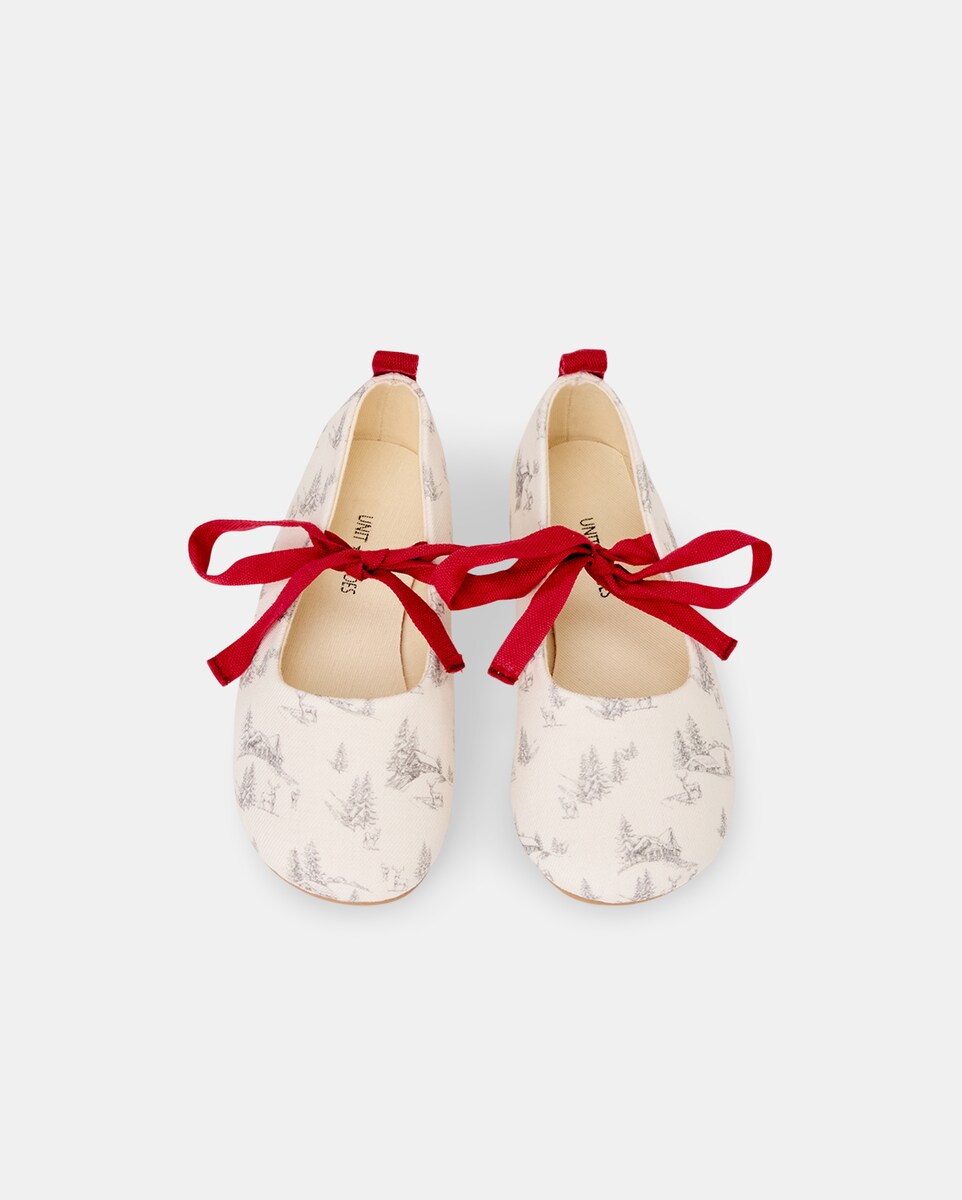 Zapatilla bebés bailarina estampada Blanco-4