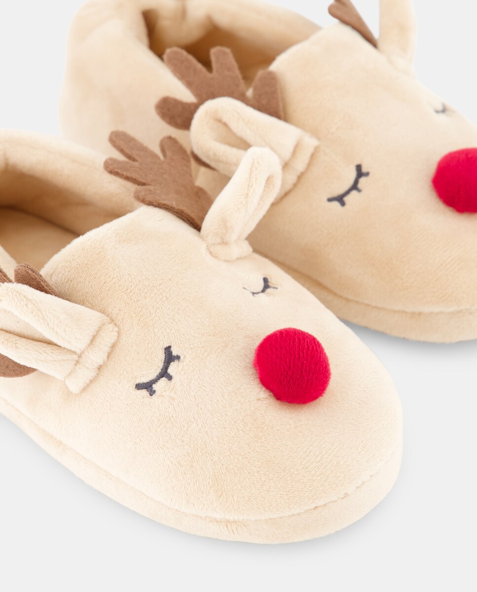 Zapatilla infantil navidad Marrón-5