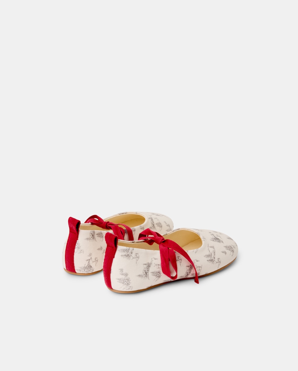 Zapatilla bebés bailarina estampada Blanco-3