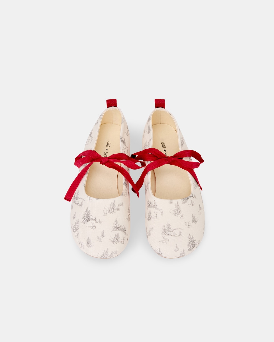 Zapatilla bebés bailarina estampada Blanco-4