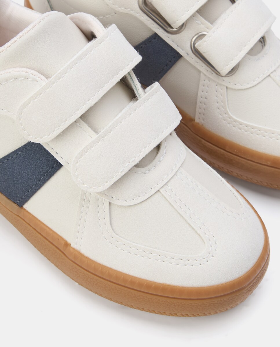 Deportivo bebés velcro con banda color Azul-5